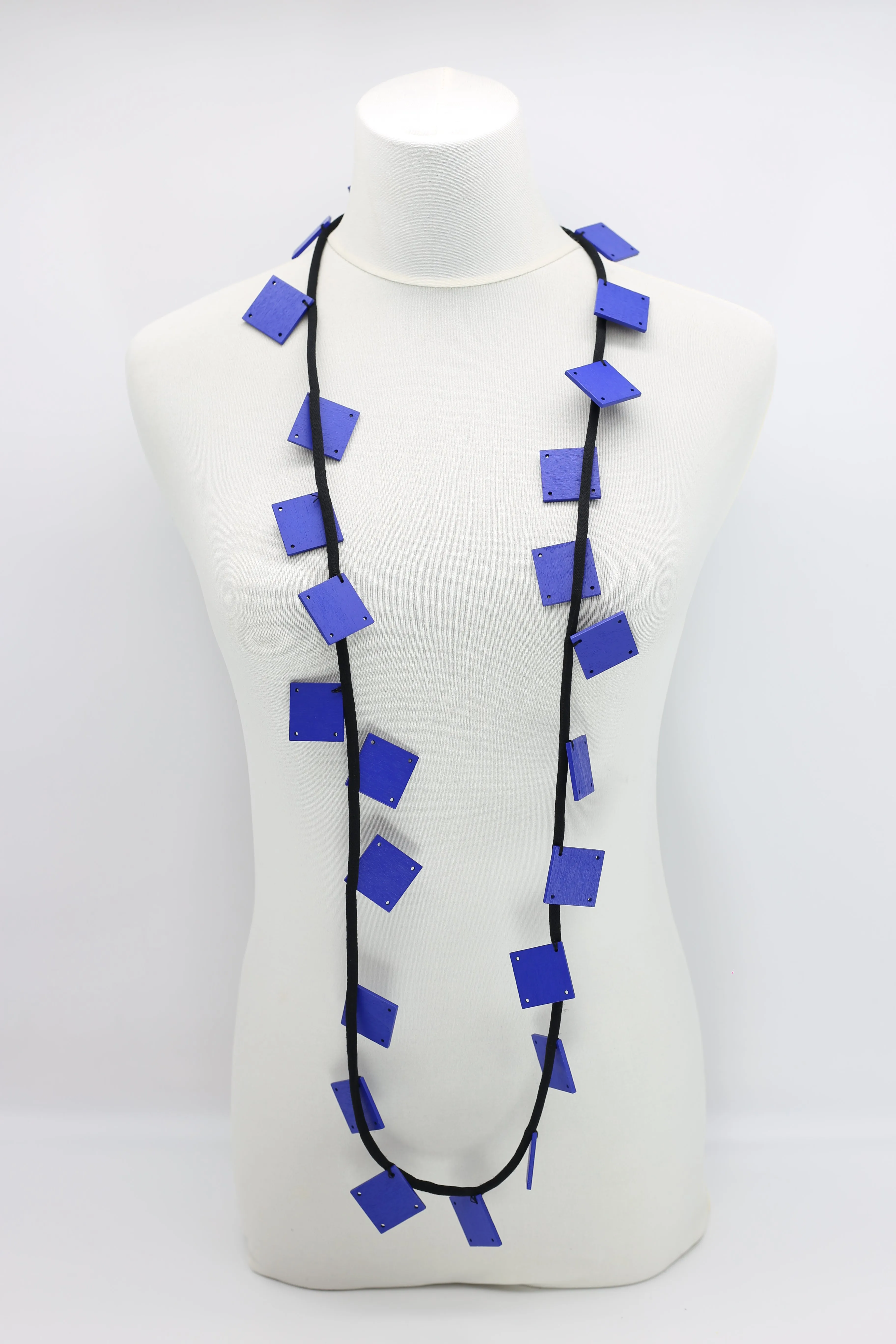 Wooden Squares on Cord Necklaces - Large