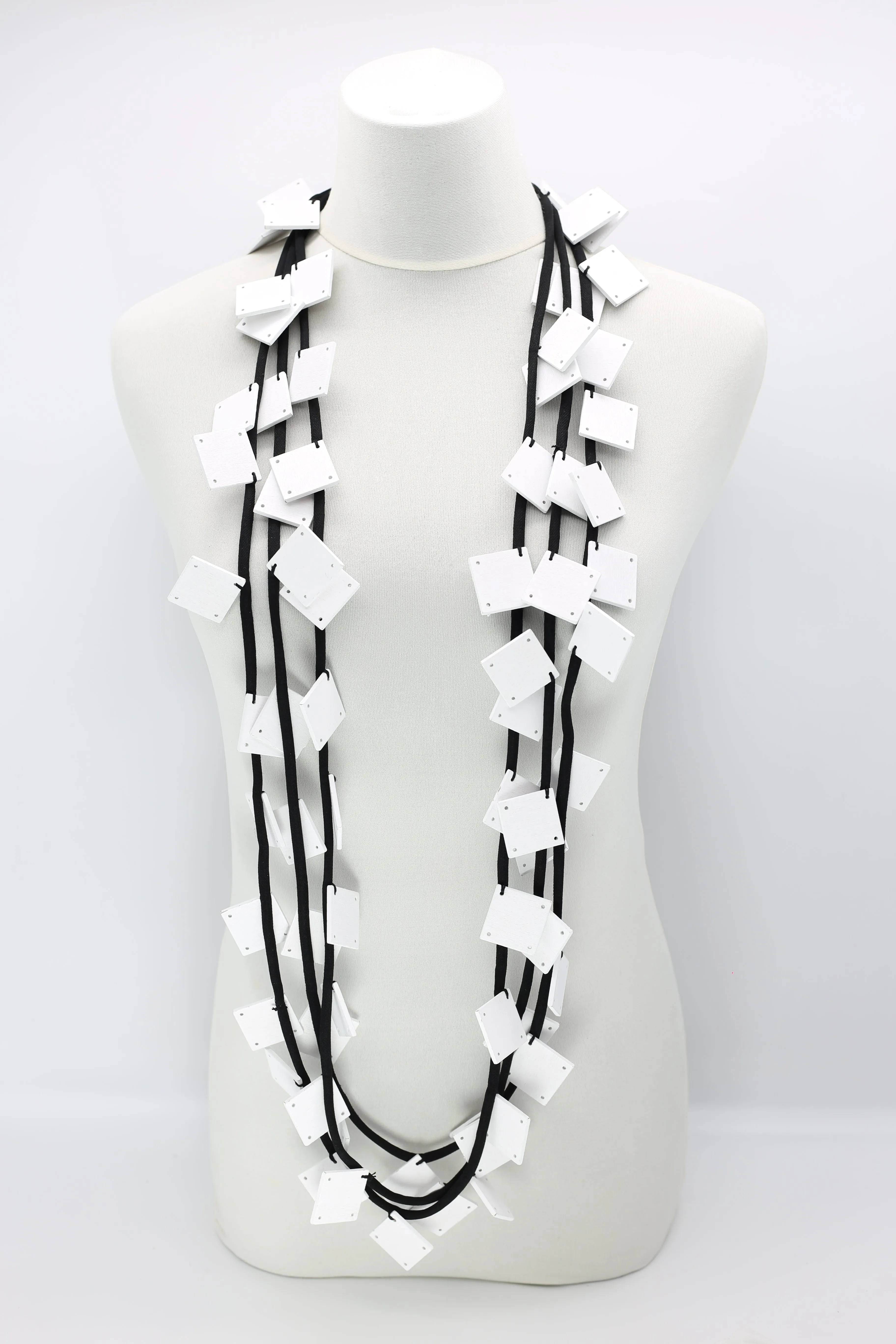 Wooden Squares on Cord Necklaces - Large