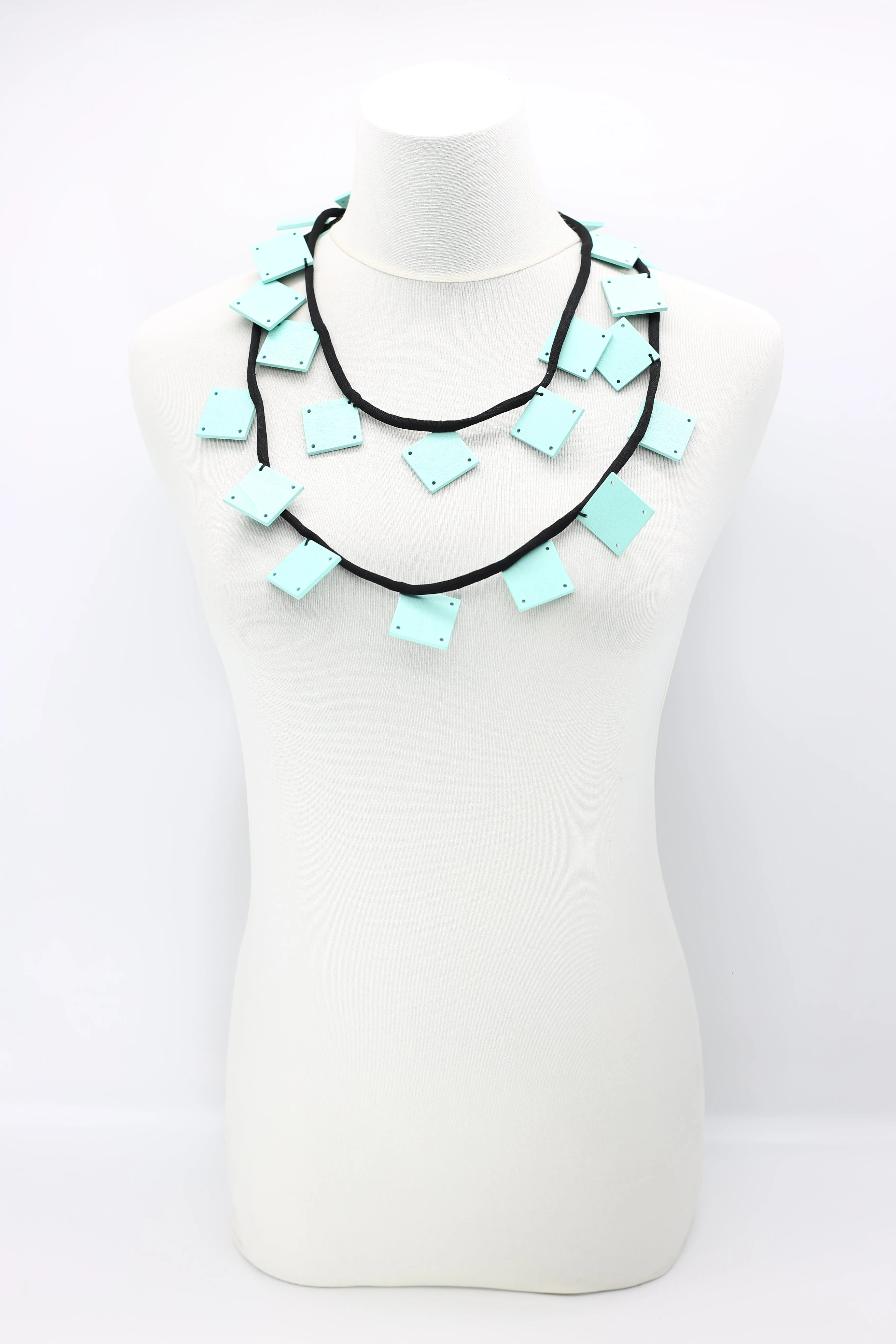 Wooden Squares on Cord Necklaces - Large