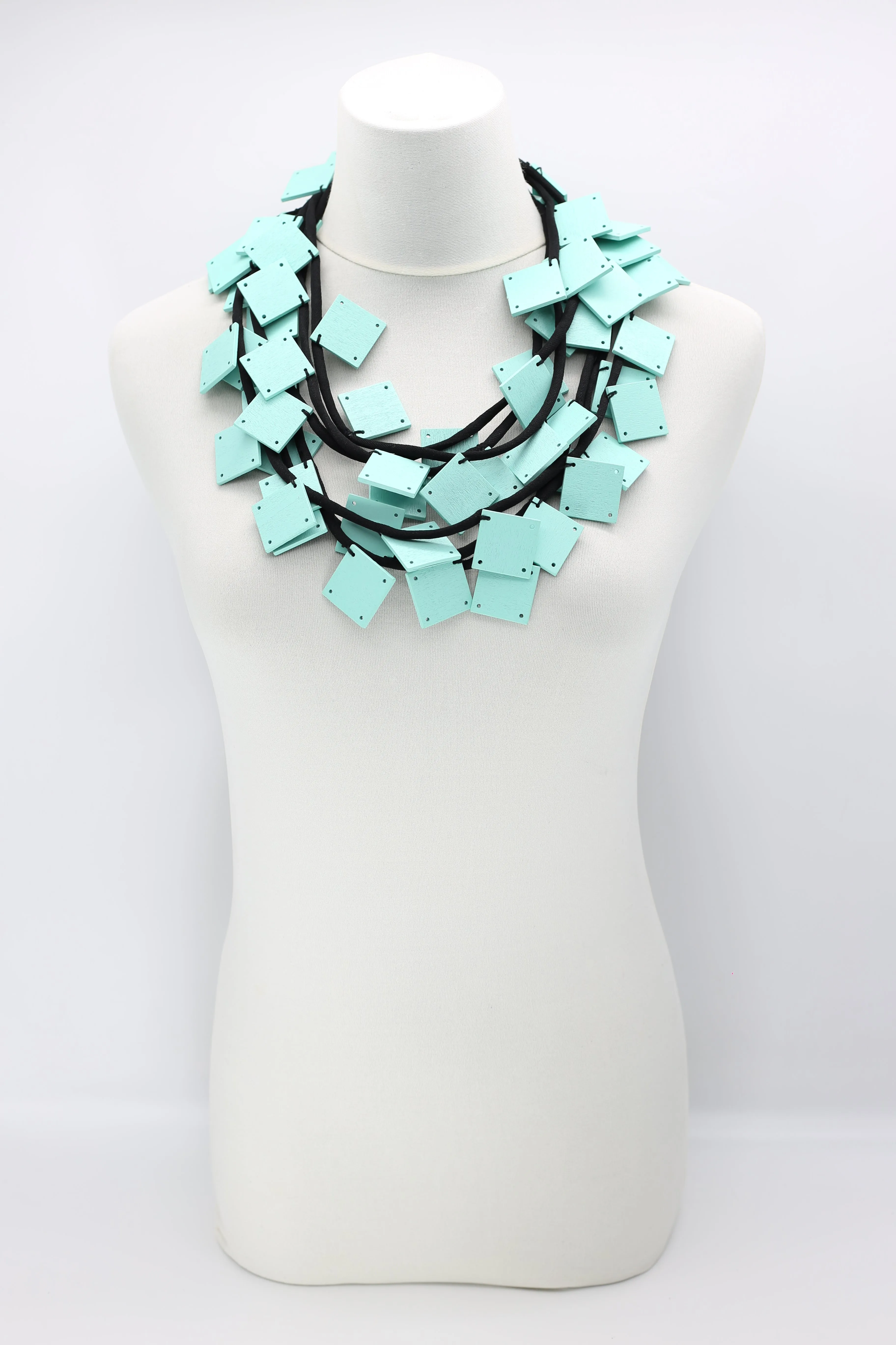 Wooden Squares on Cord Necklaces - Large