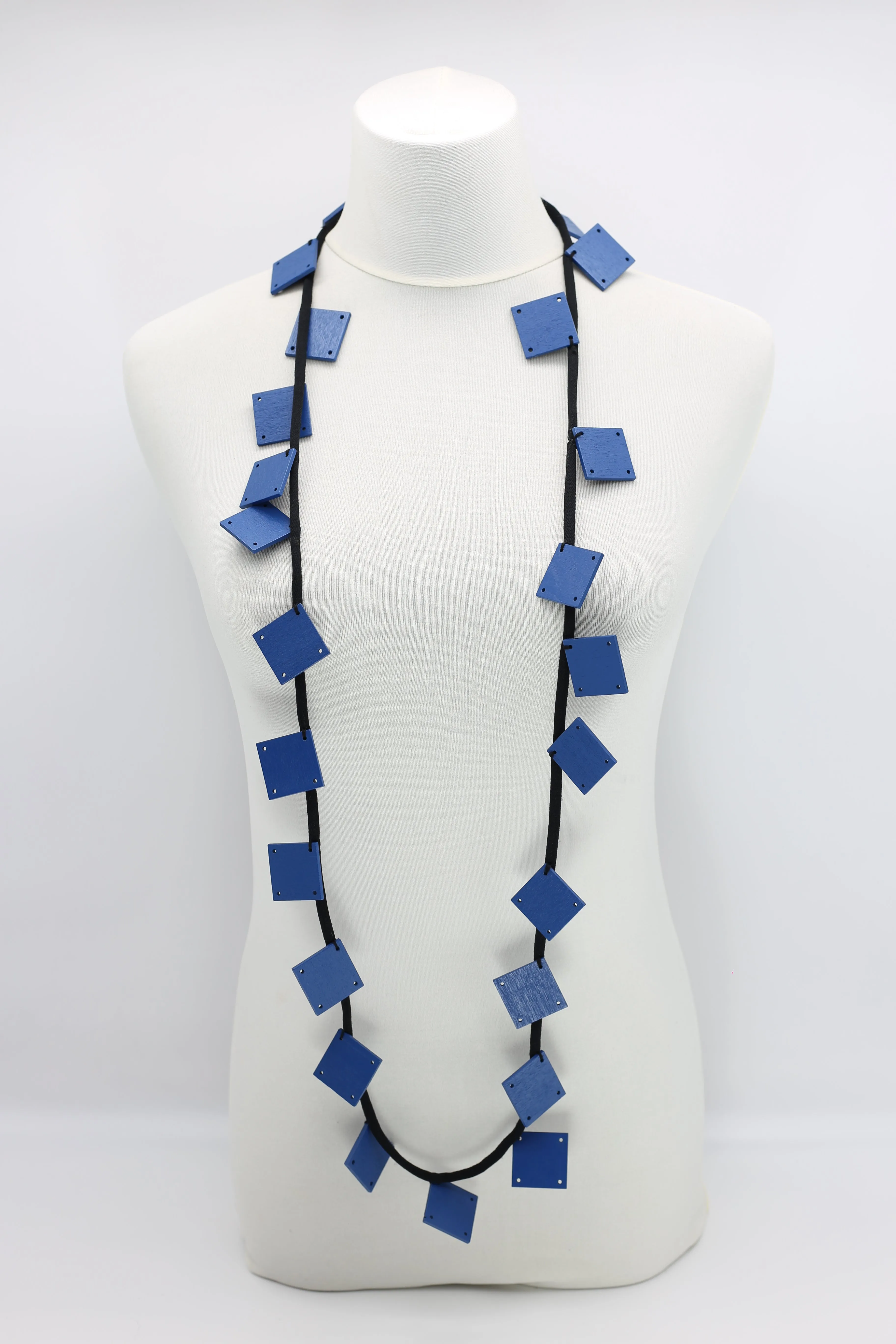 Wooden Squares on Cord Necklaces - Large