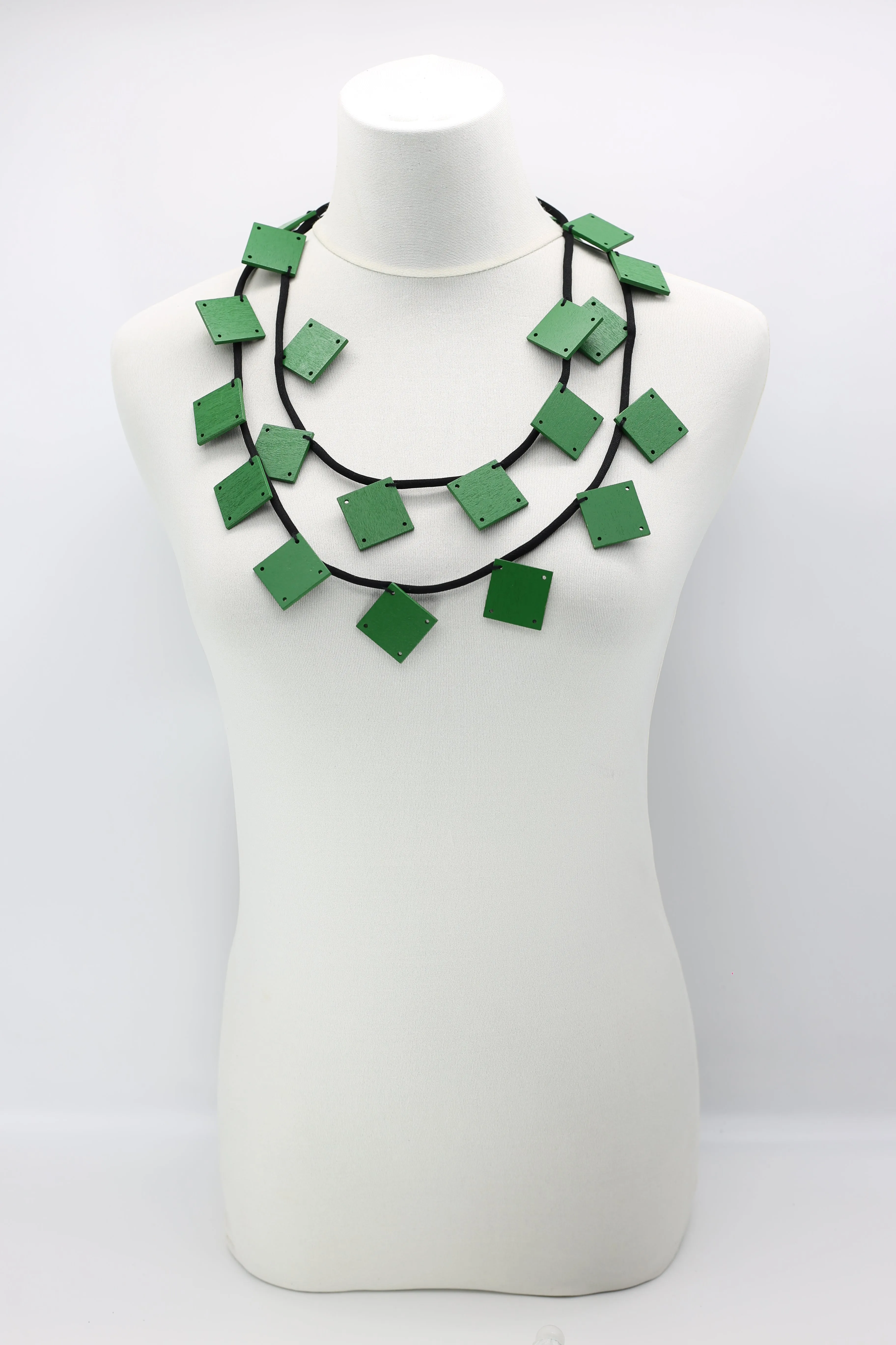 Wooden Squares on Cord Necklaces - Large