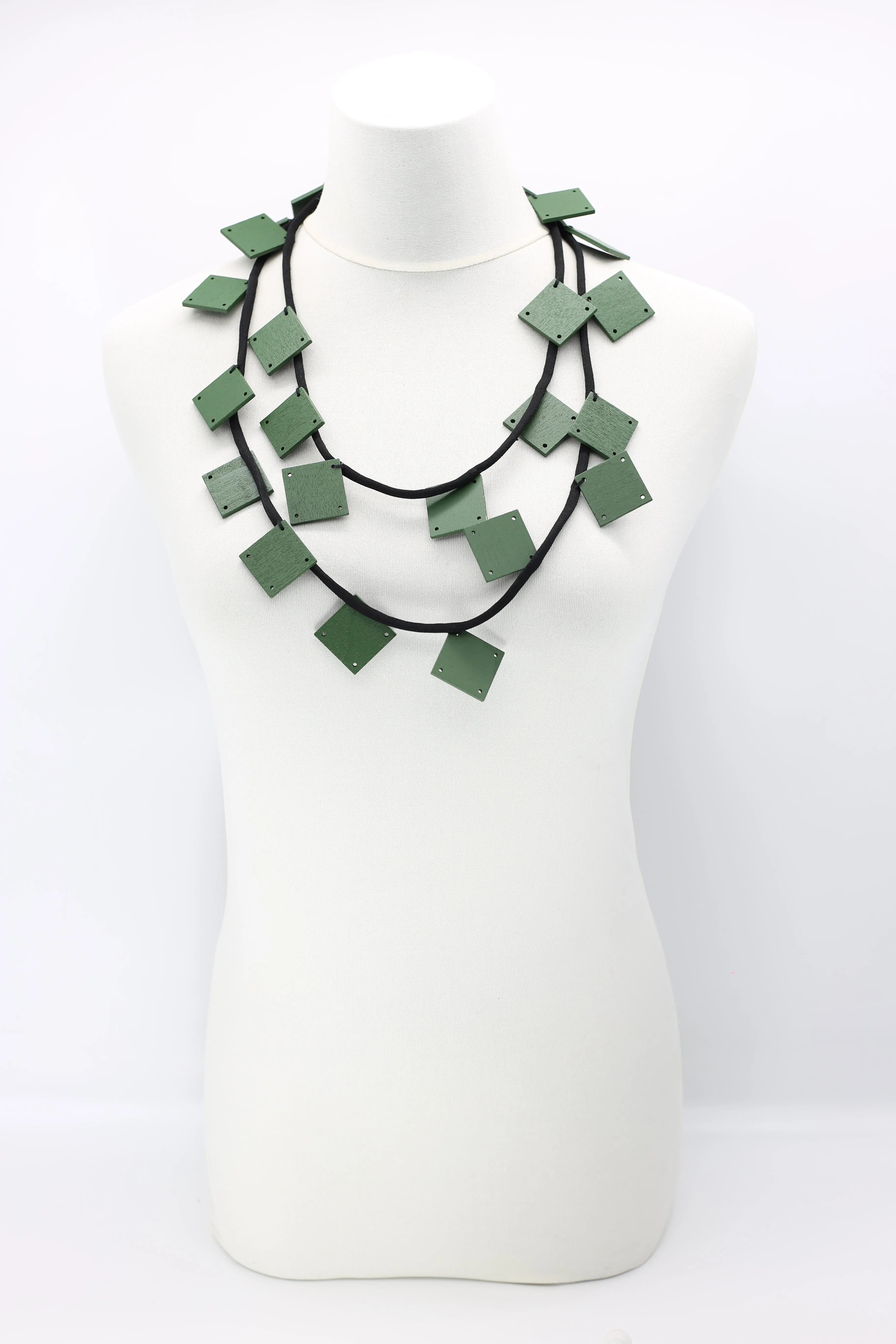 Wooden Squares on Cord Necklaces - Large