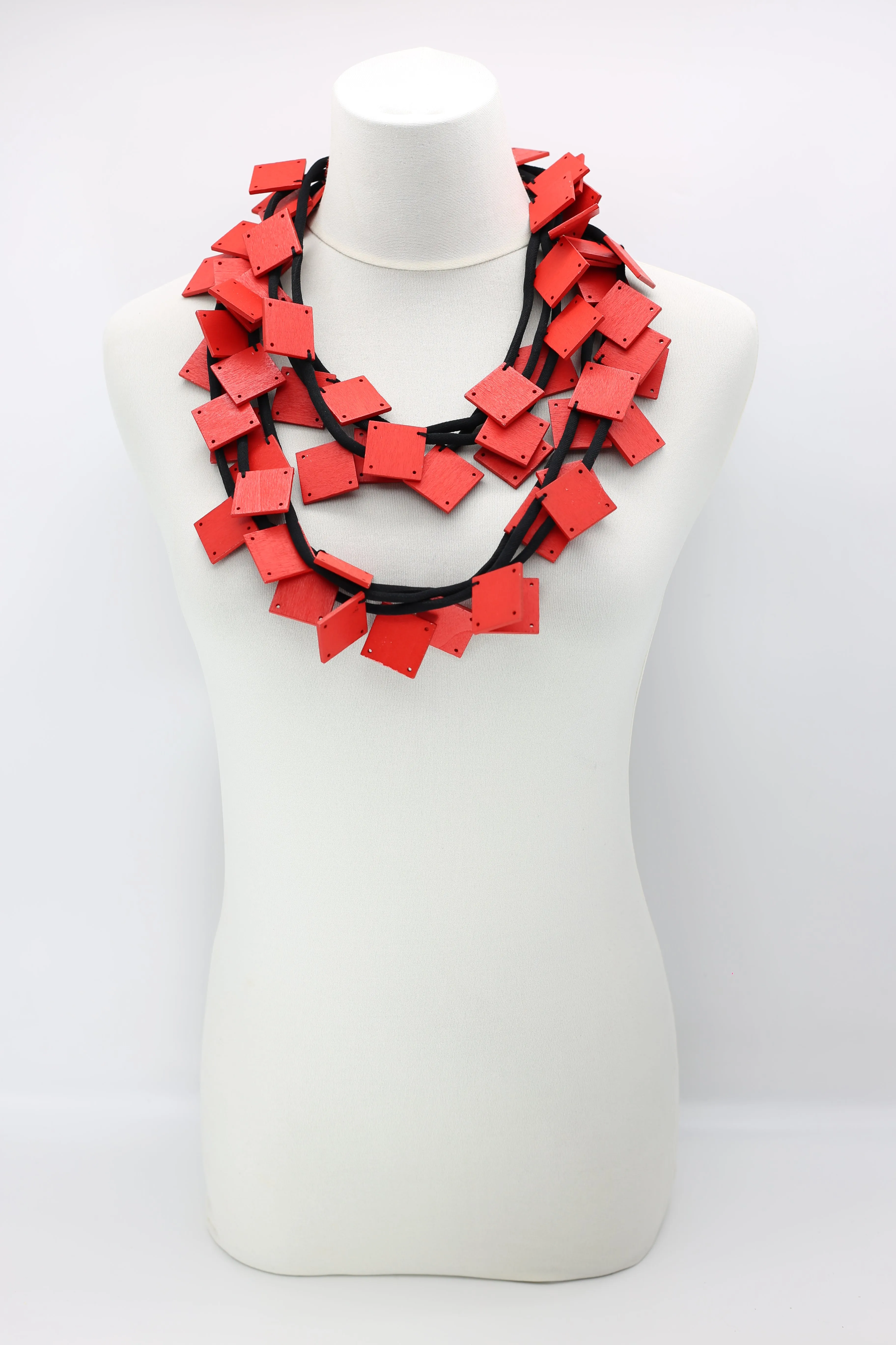 Wooden Squares on Cord Necklaces - Large