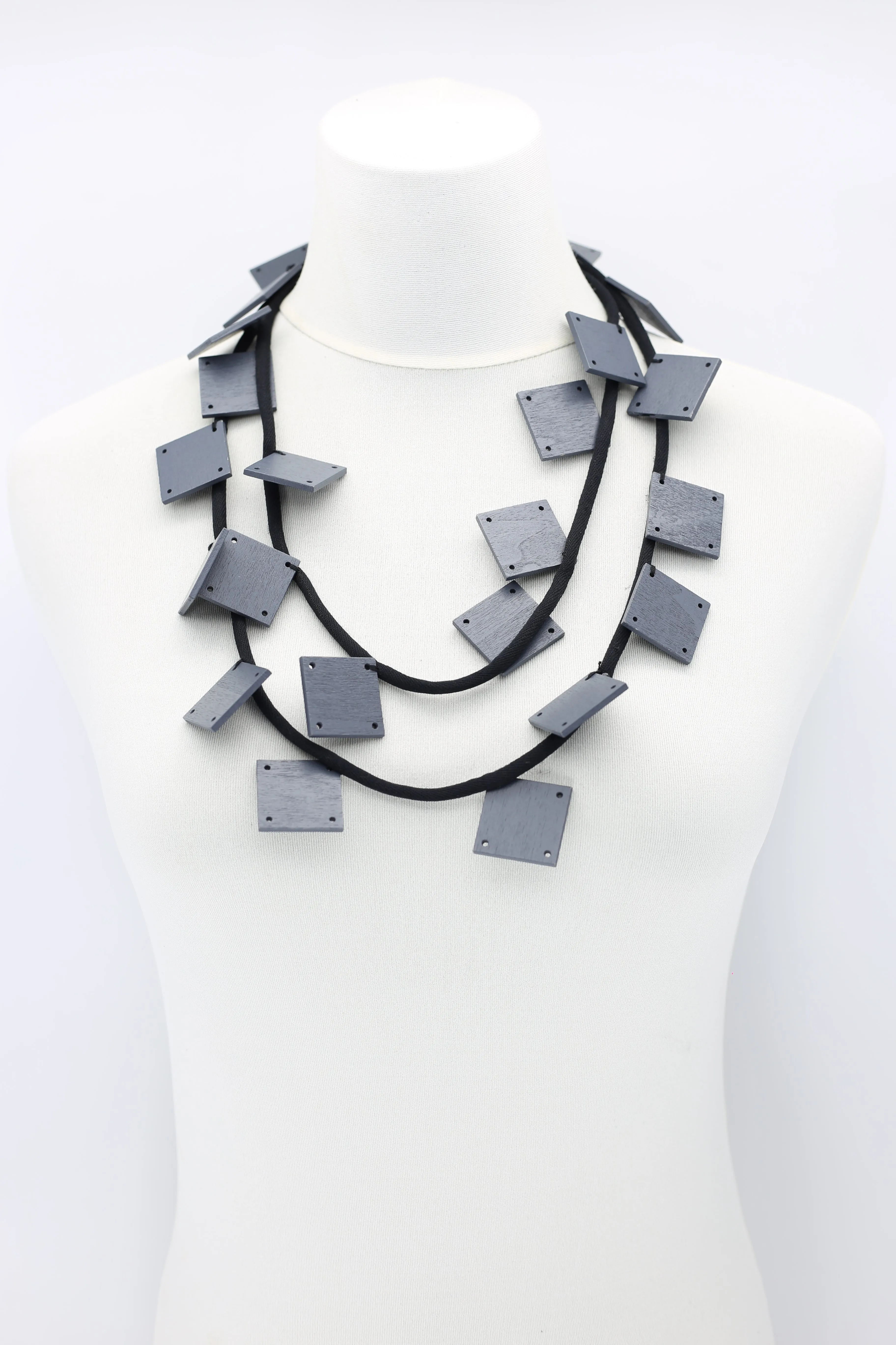 Wooden Squares on Cord Necklaces - Large