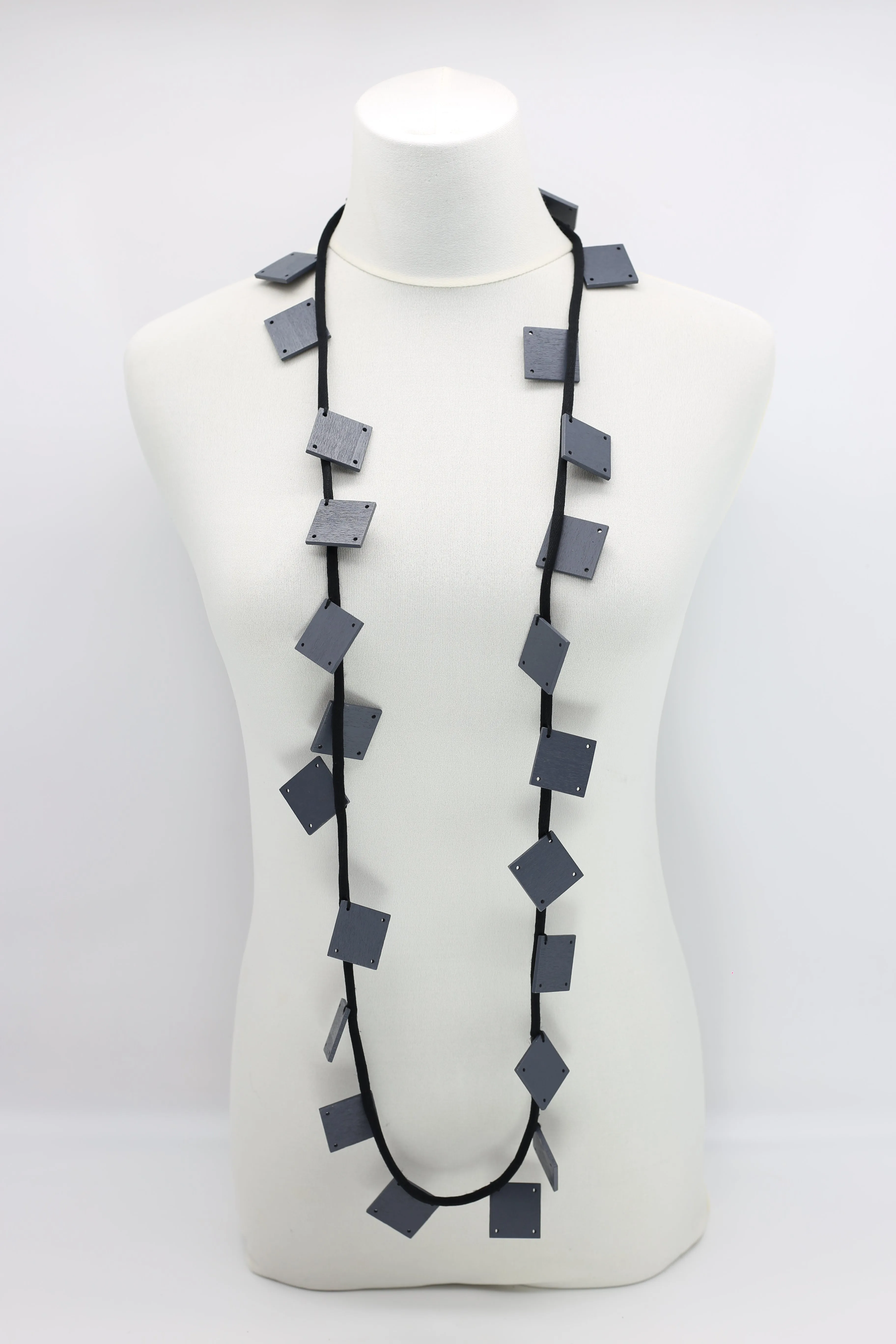 Wooden Squares on Cord Necklaces - Large