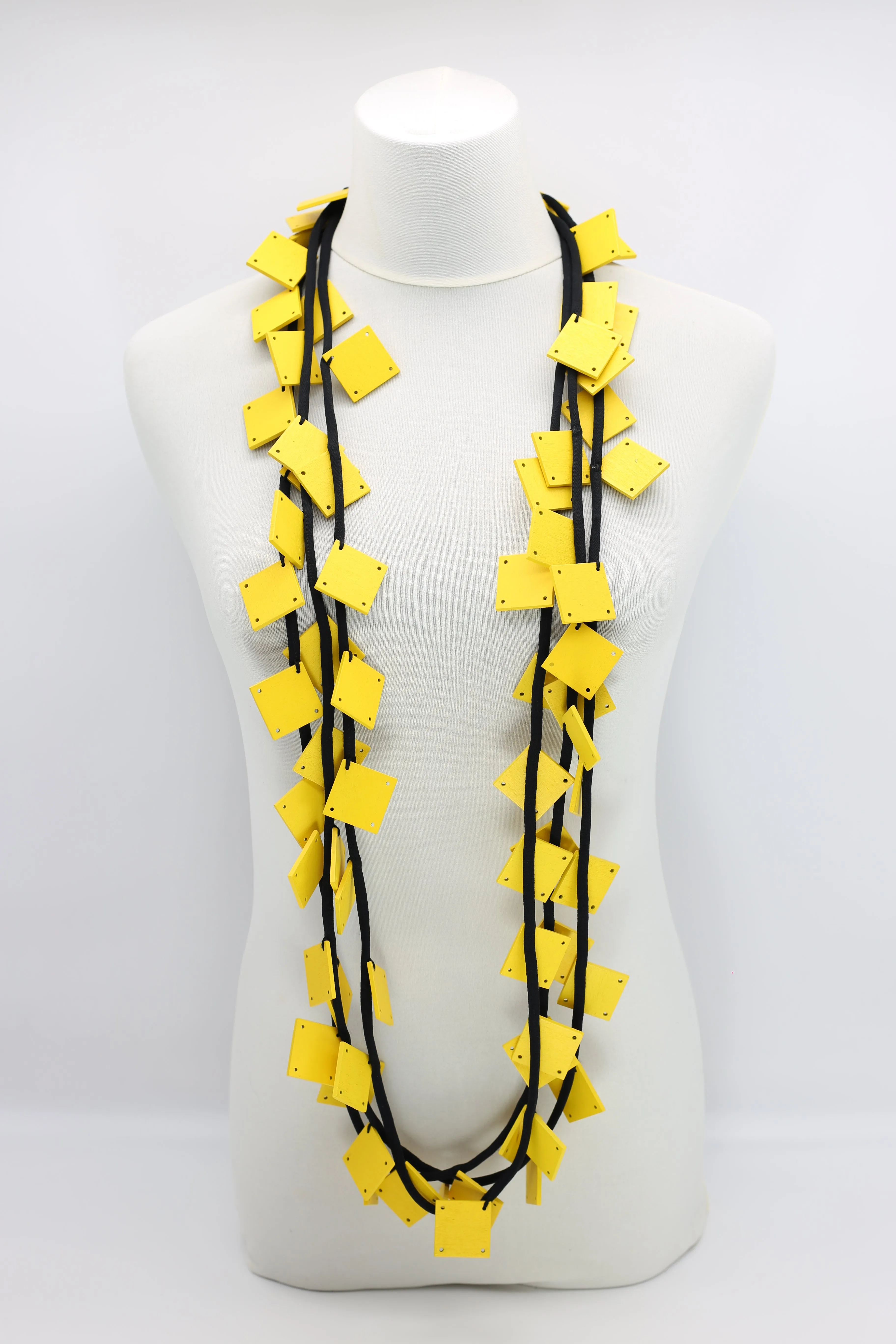 Wooden Squares on Cord Necklaces - Large