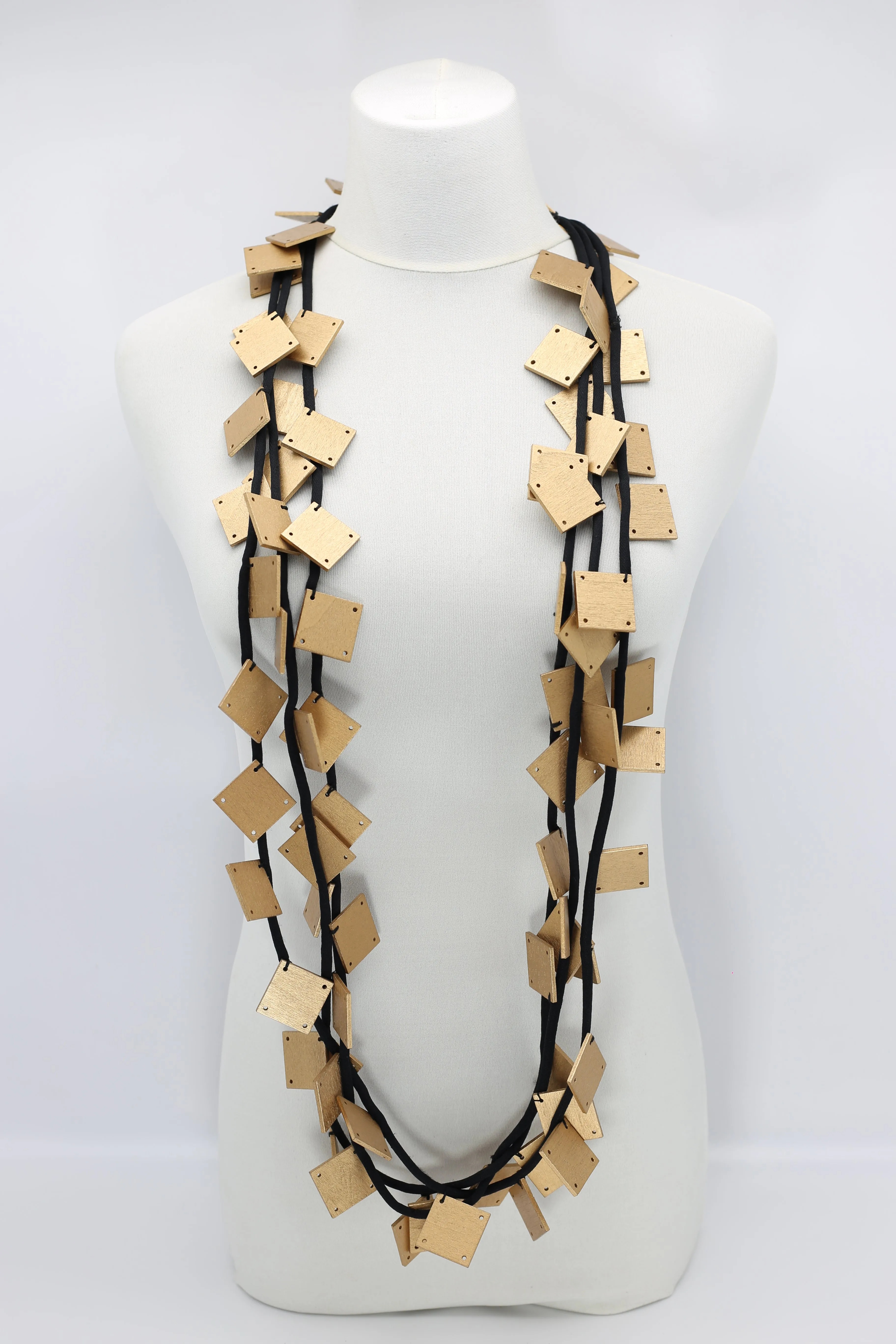 Wooden Squares on Cord Necklaces - Large