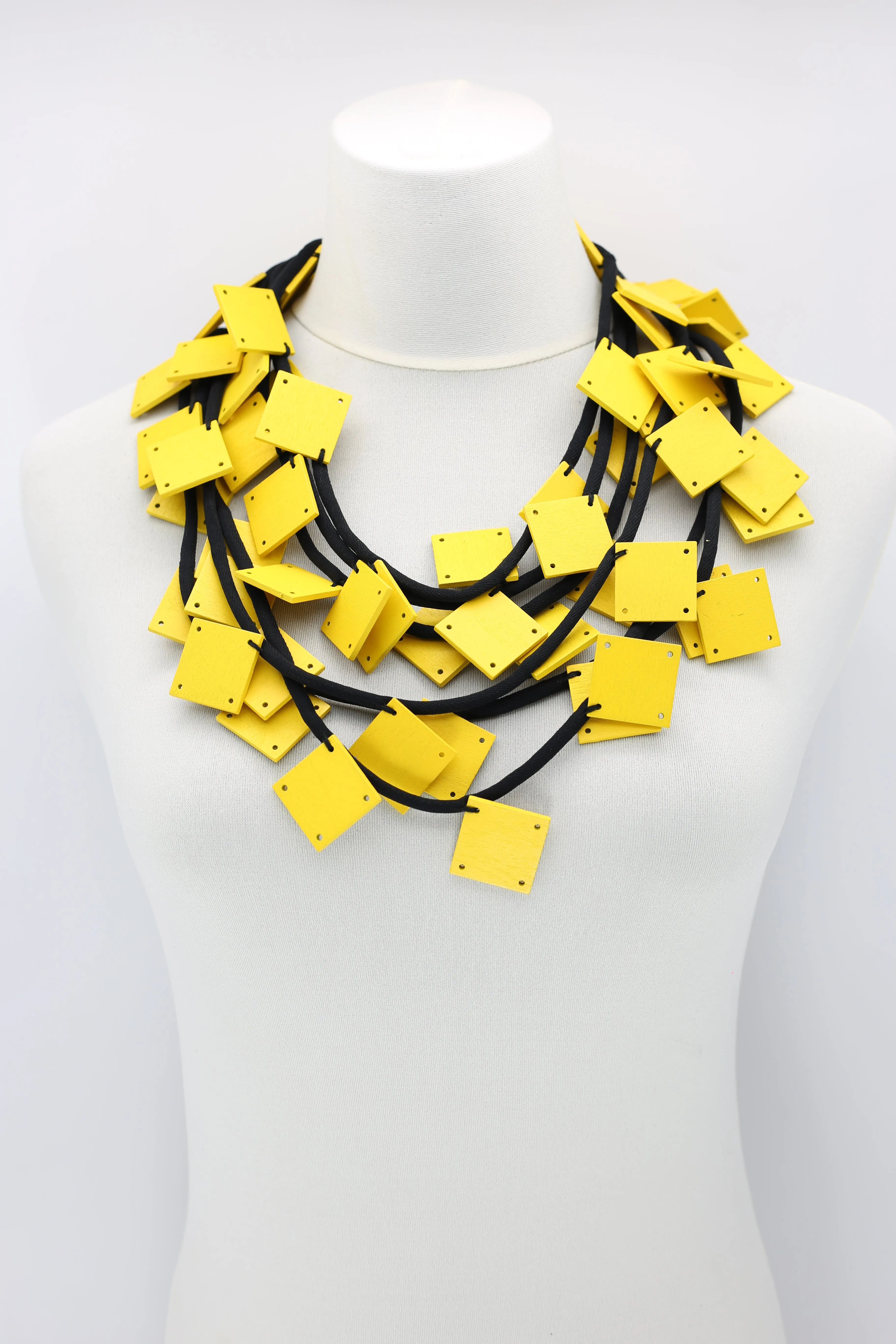Wooden Squares on Cord Necklaces - Large