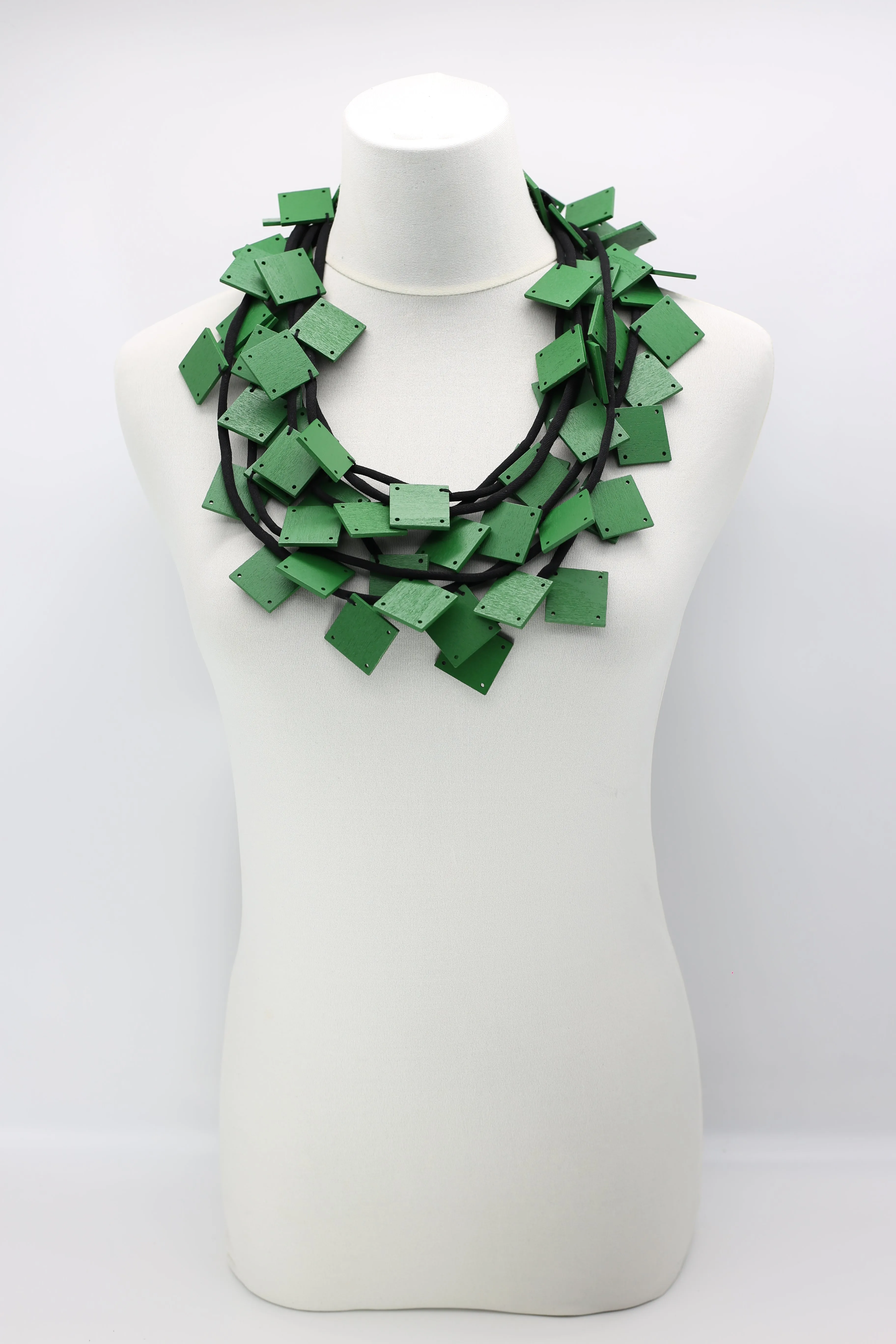 Wooden Squares on Cord Necklaces - Large