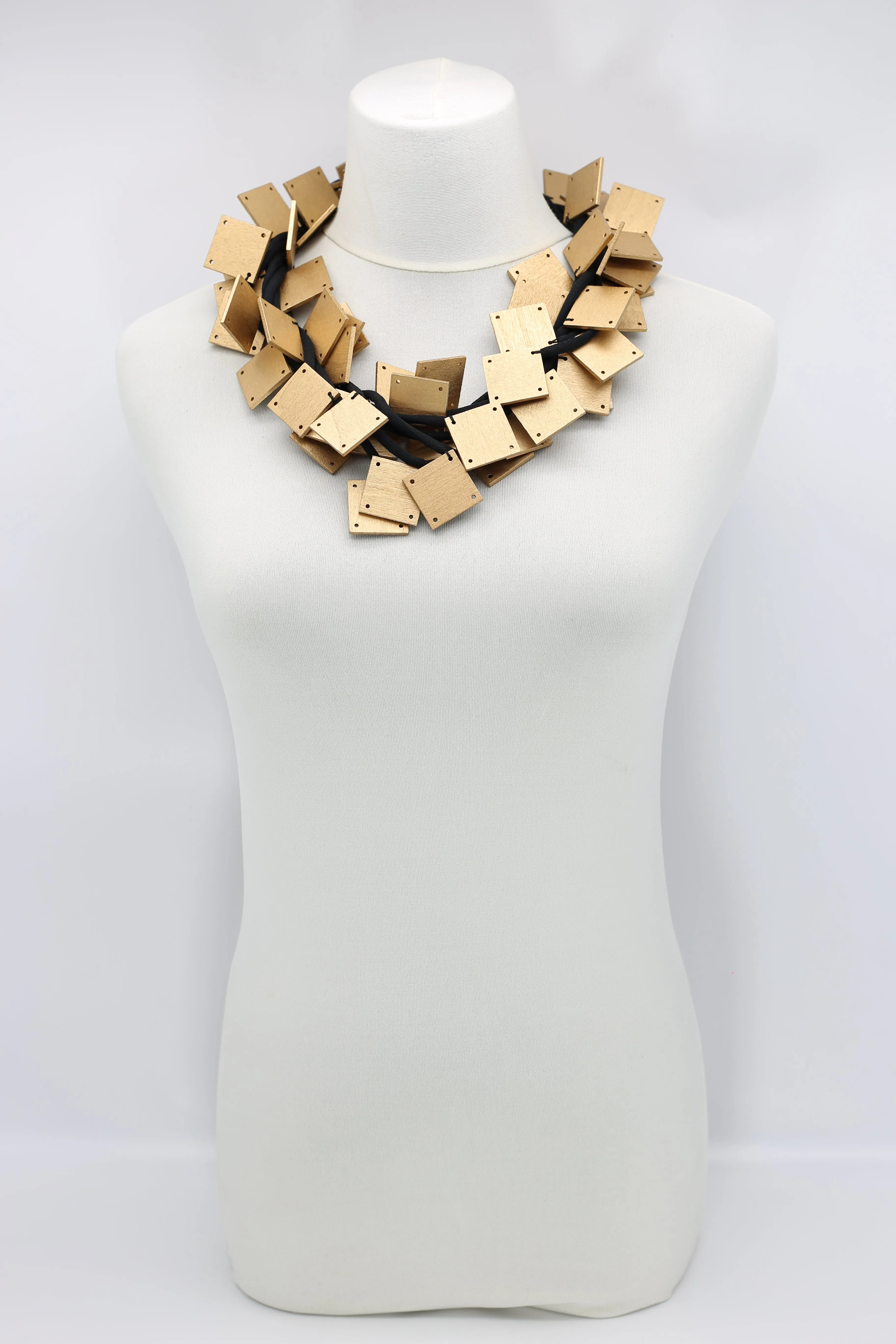 Wooden Squares on Cord Necklaces - Large