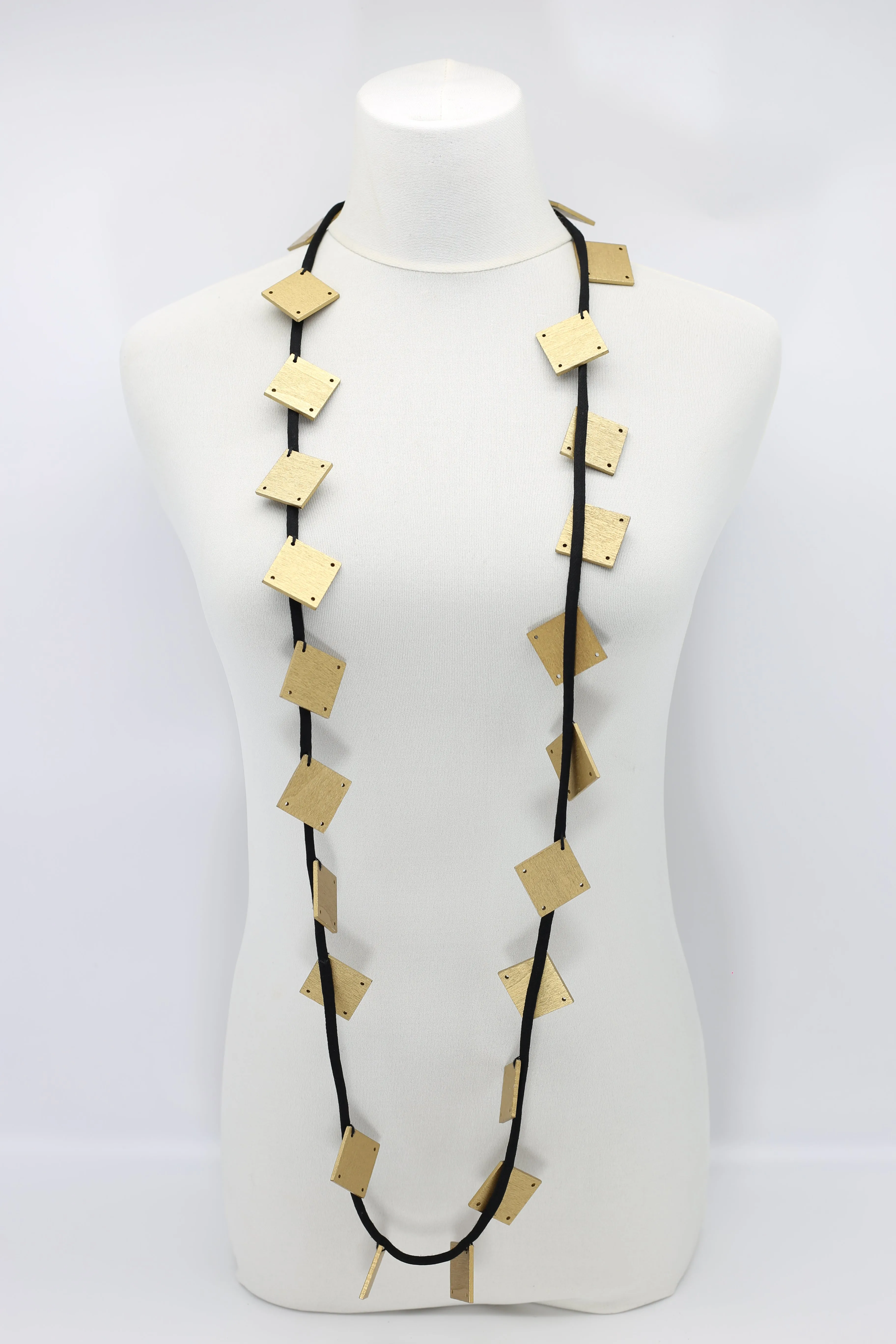 Wooden Squares on Cord Necklaces - Large