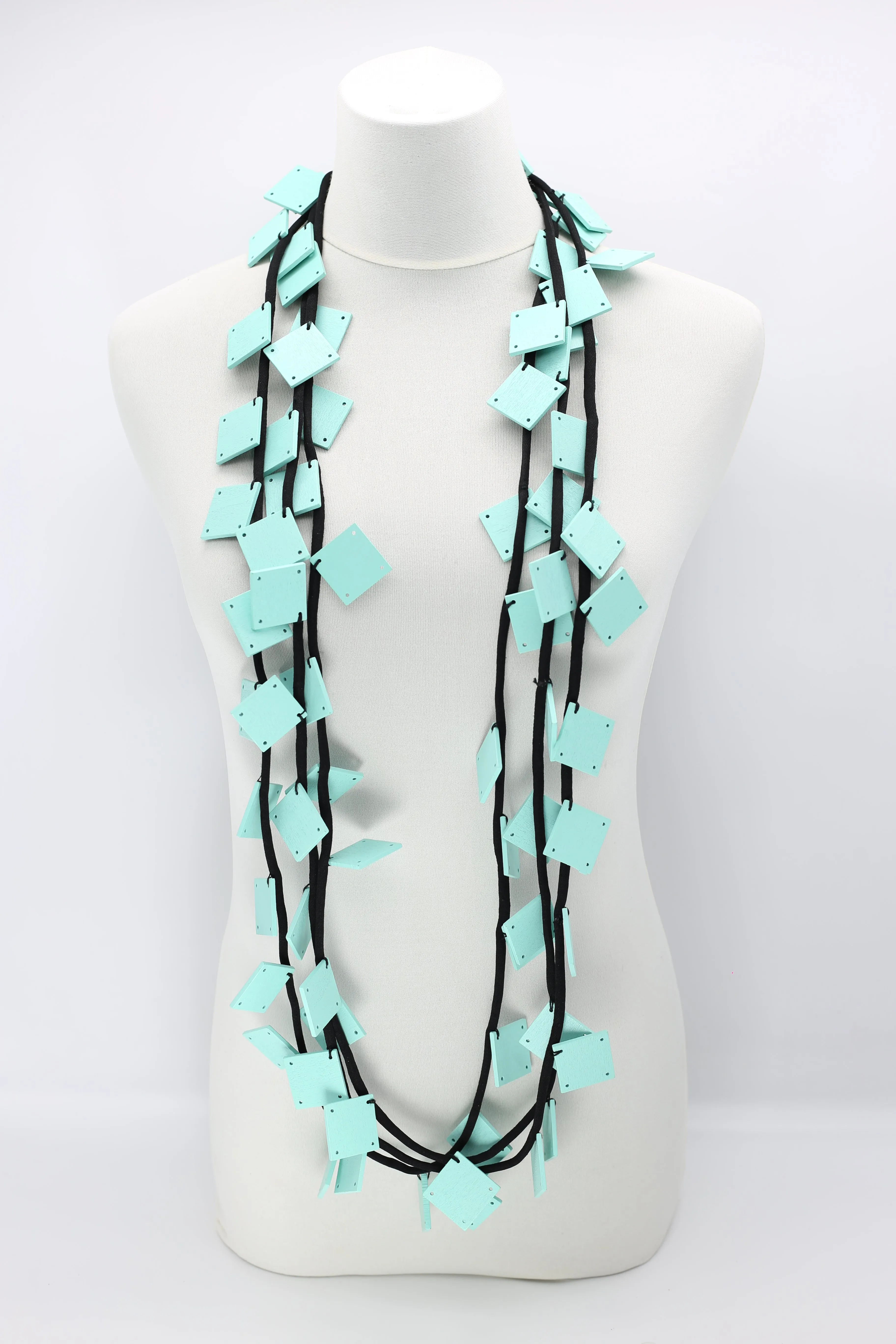 Wooden Squares on Cord Necklaces - Large