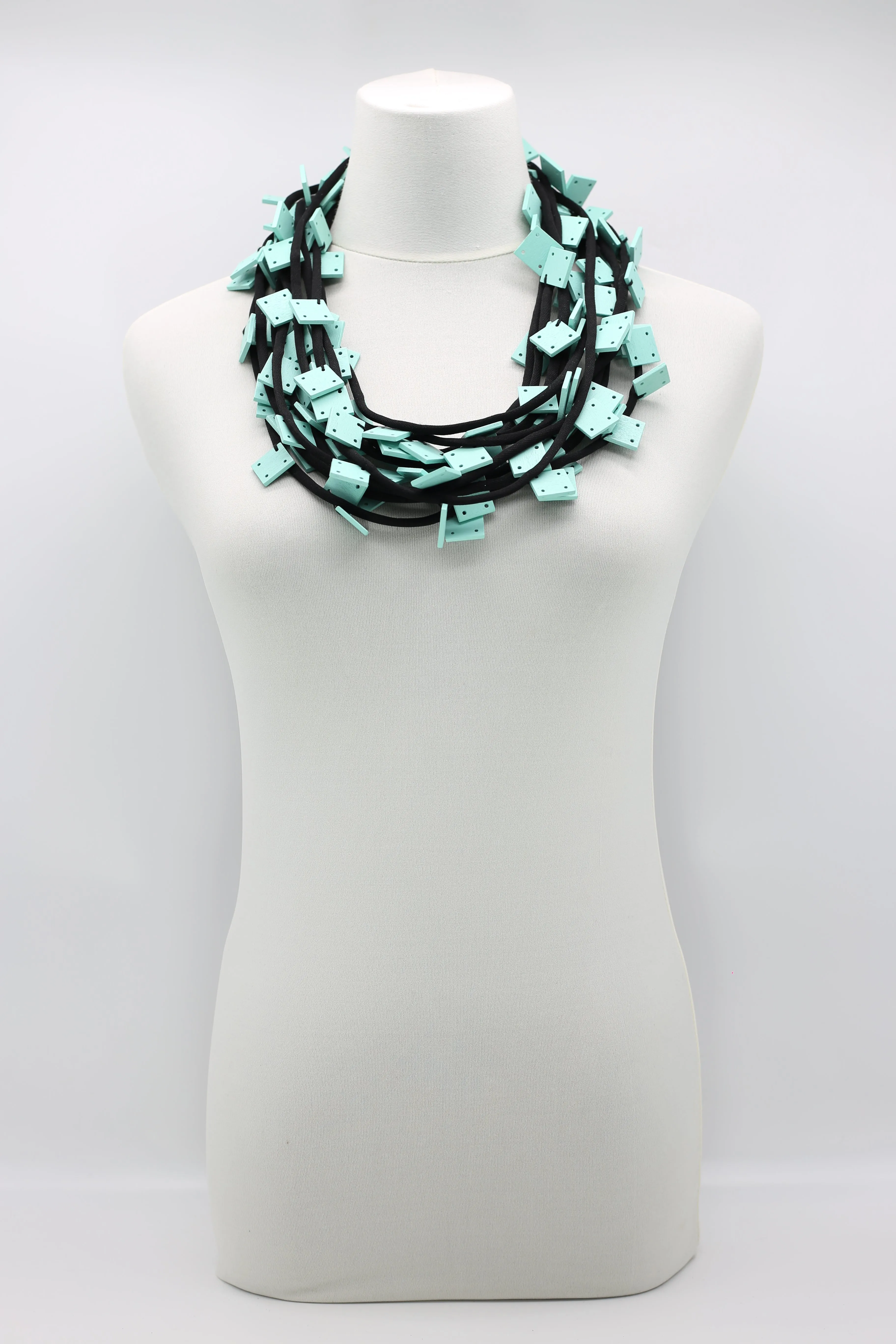 Wooden Squares on Cord Necklaces - Small