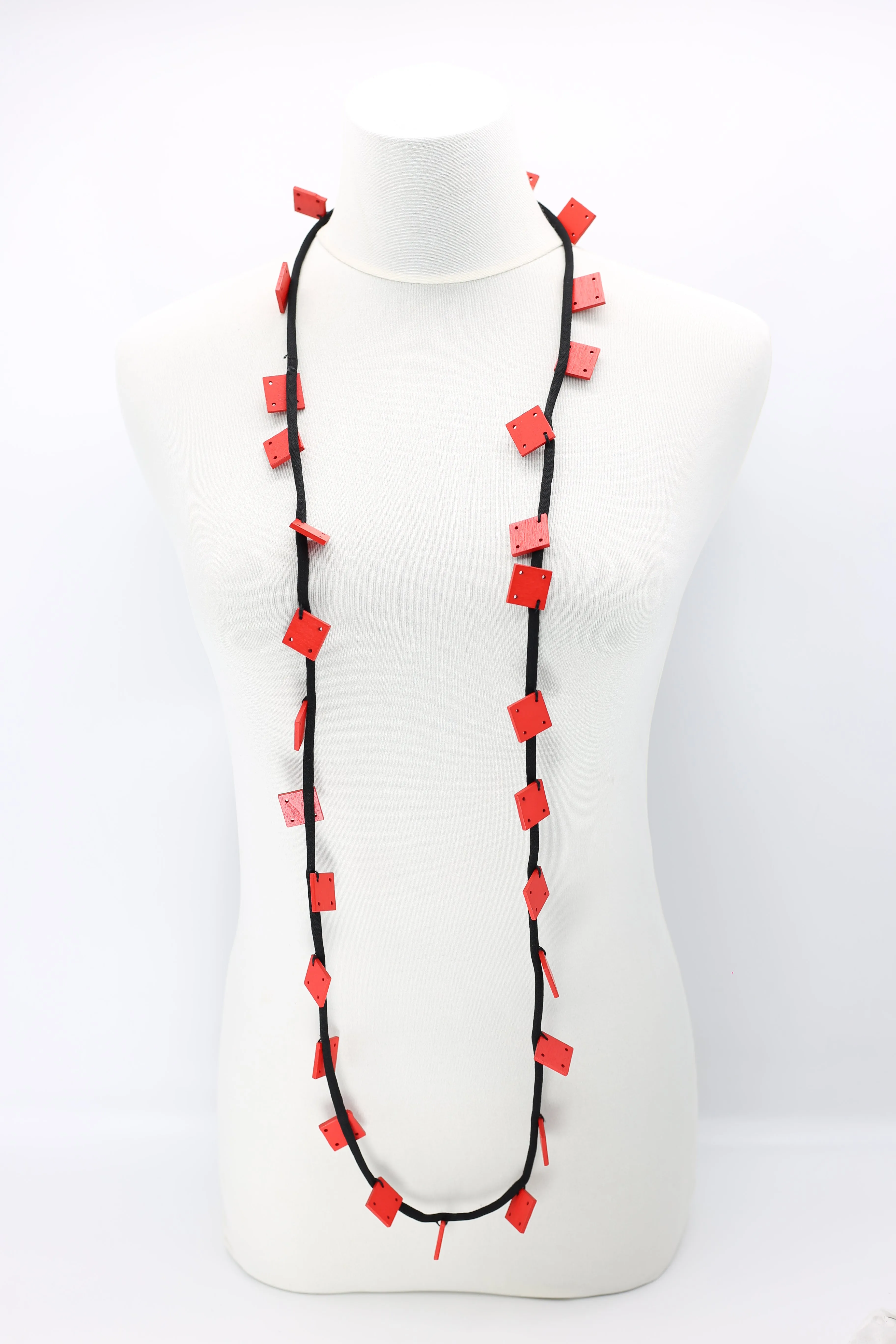 Wooden Squares on Cord Necklaces - Small
