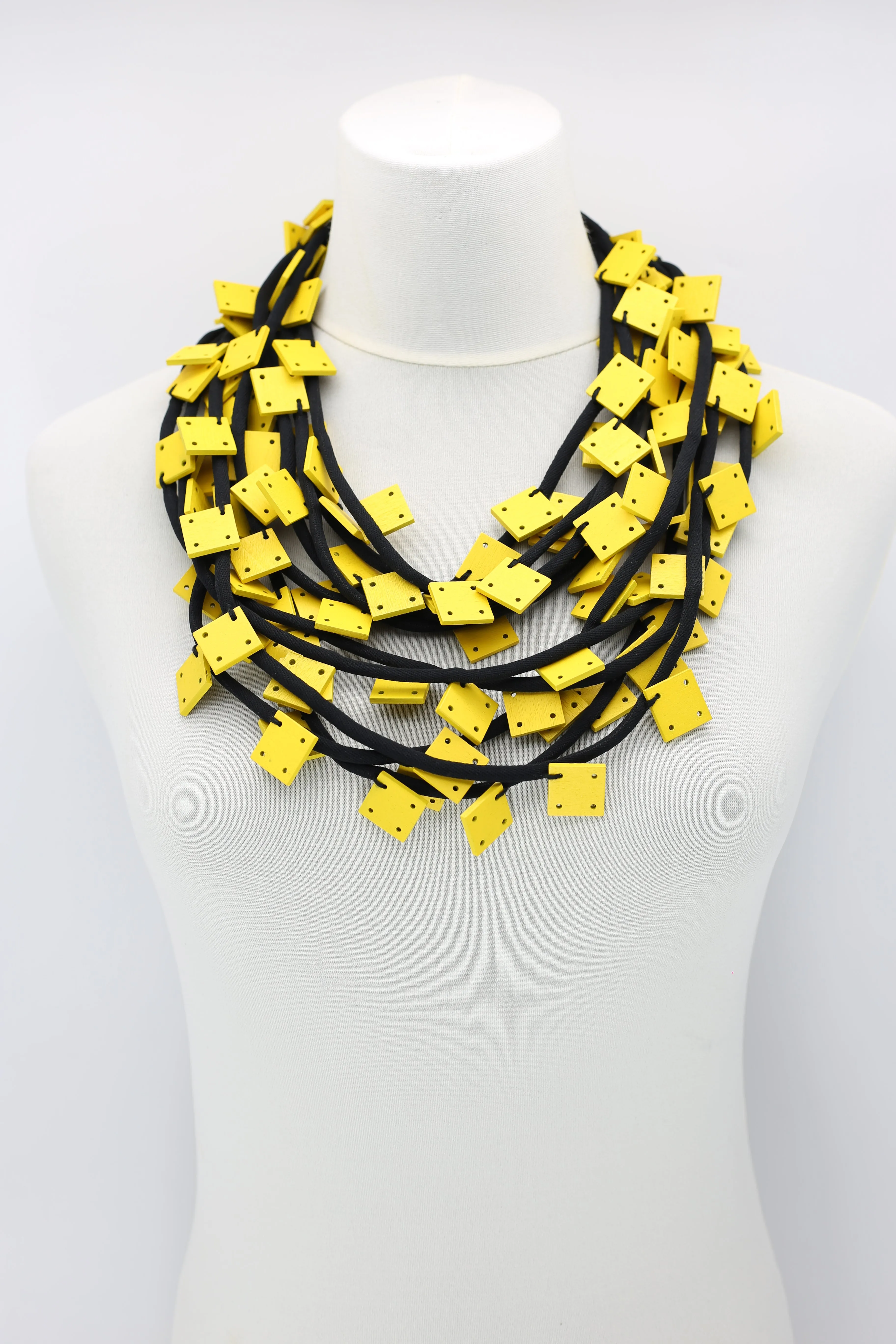 Wooden Squares on Cord Necklaces - Small