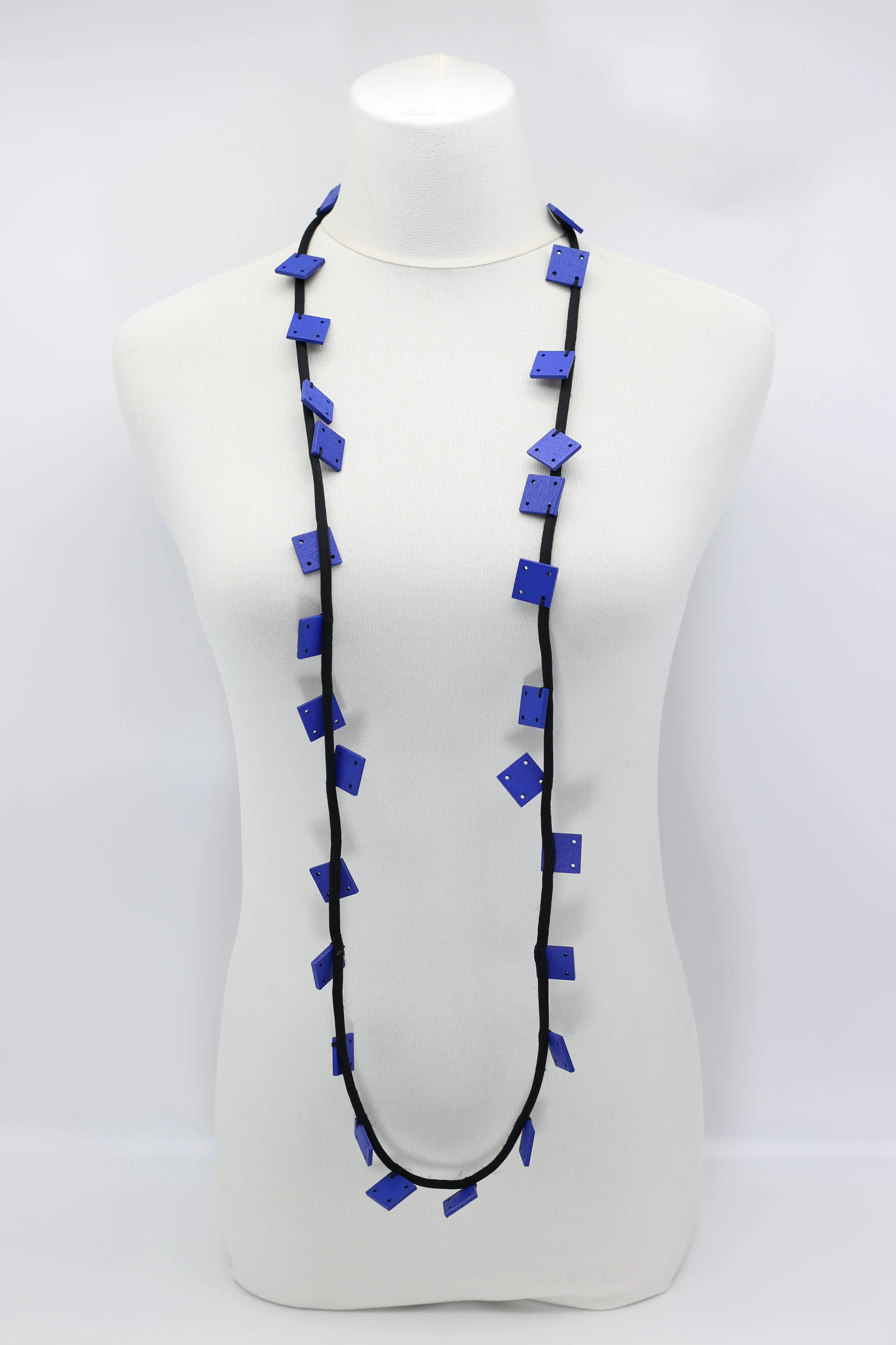 Wooden Squares on Cord Necklaces - Small