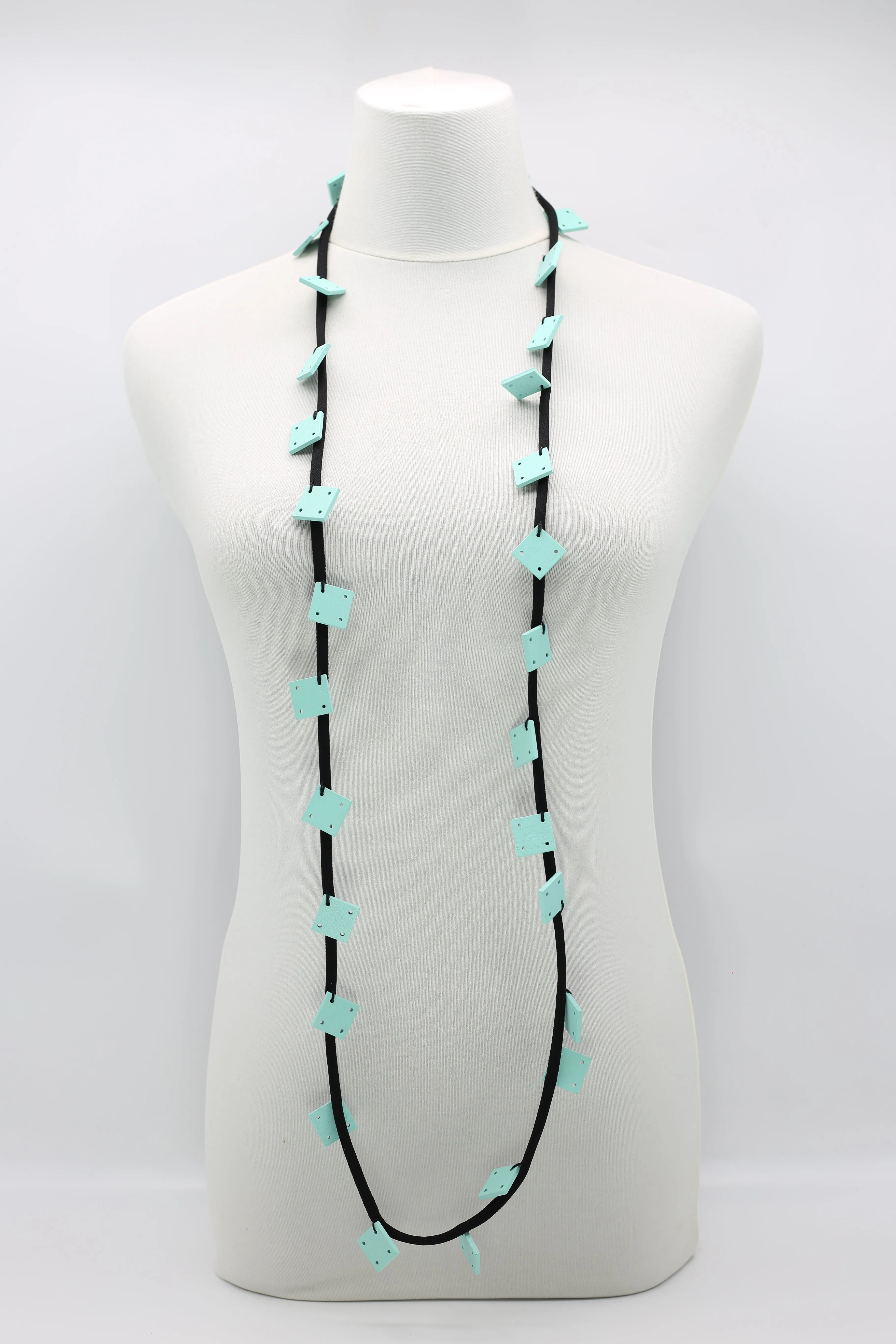 Wooden Squares on Cord Necklaces - Small