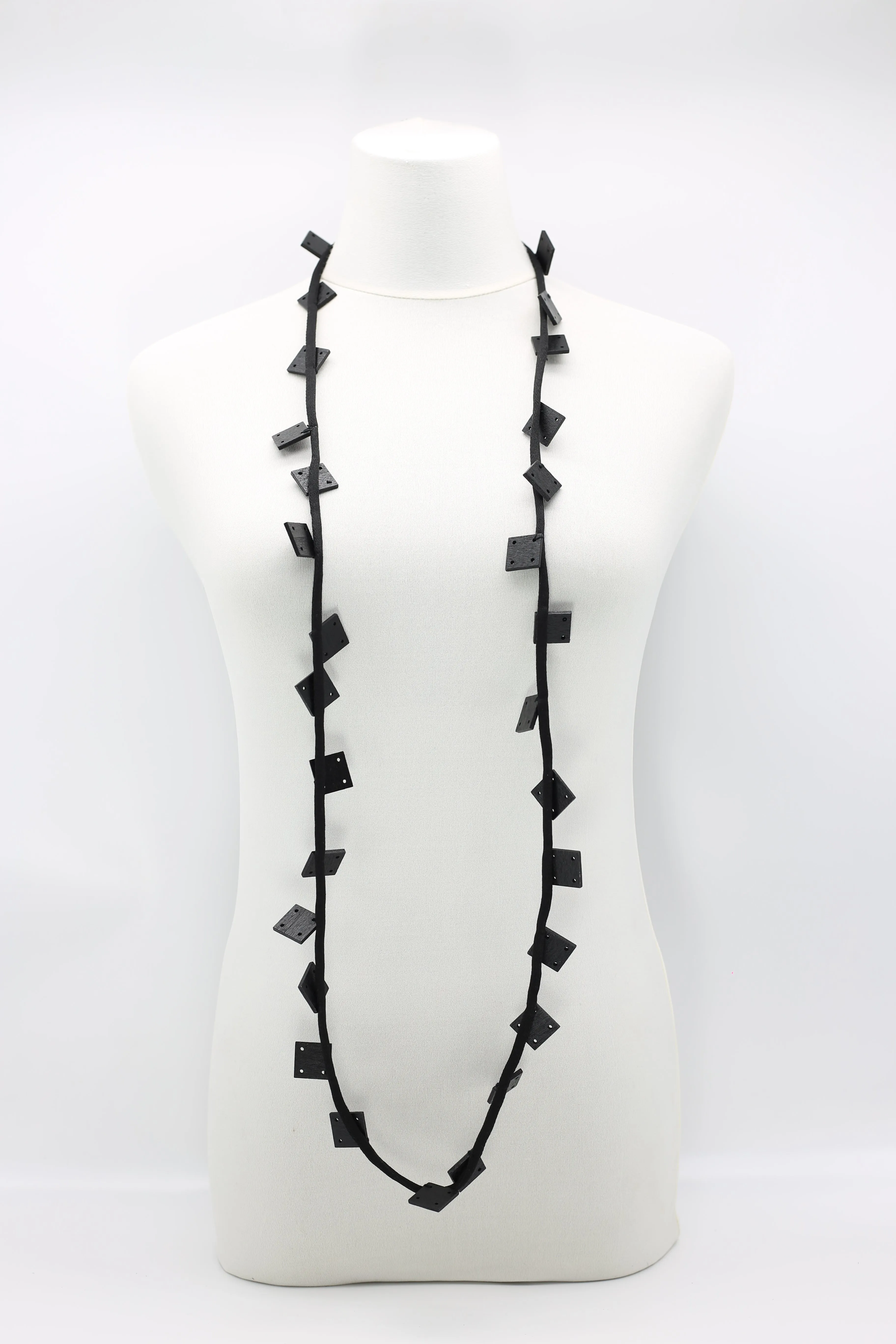 Wooden Squares on Cord Necklaces - Small