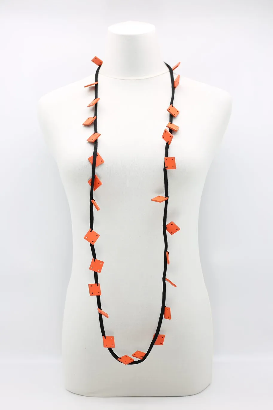 Wooden Squares on Cord Necklaces - Small