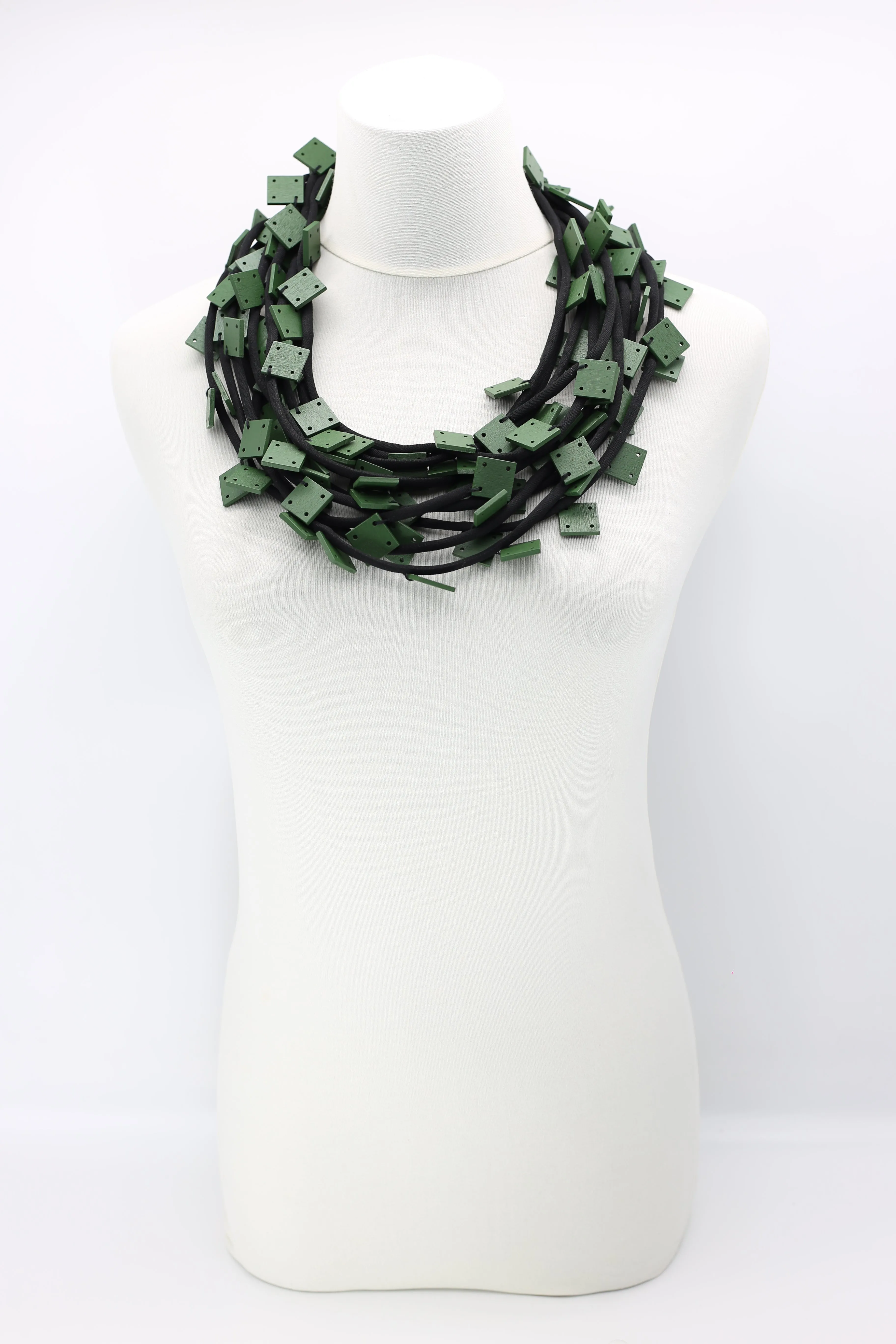 Wooden Squares on Cord Necklaces - Small