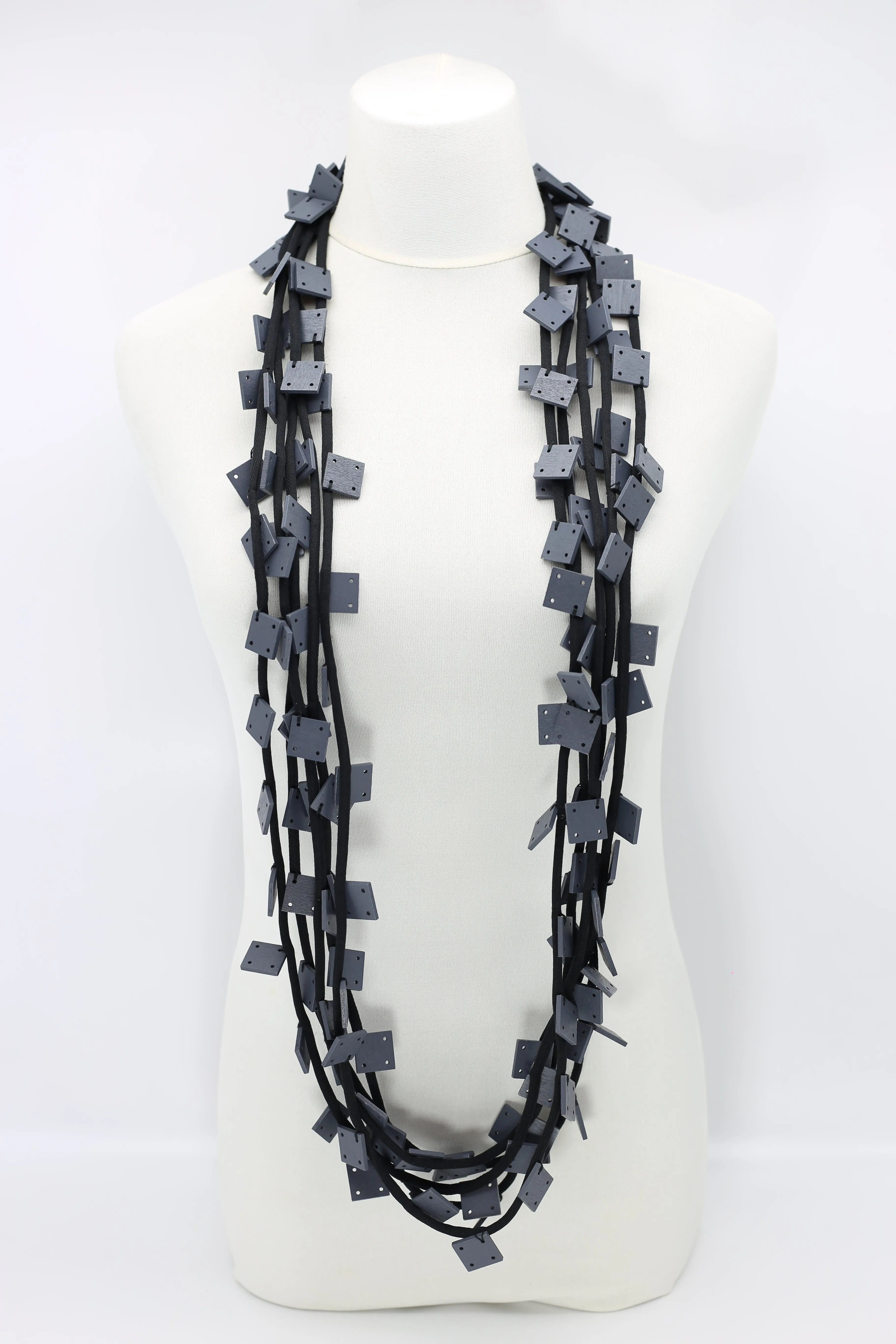 Wooden Squares on Cord Necklaces - Small