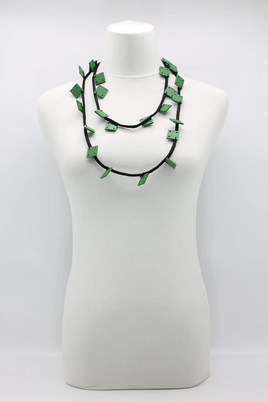 Wooden Squares on Cord Necklaces - Small