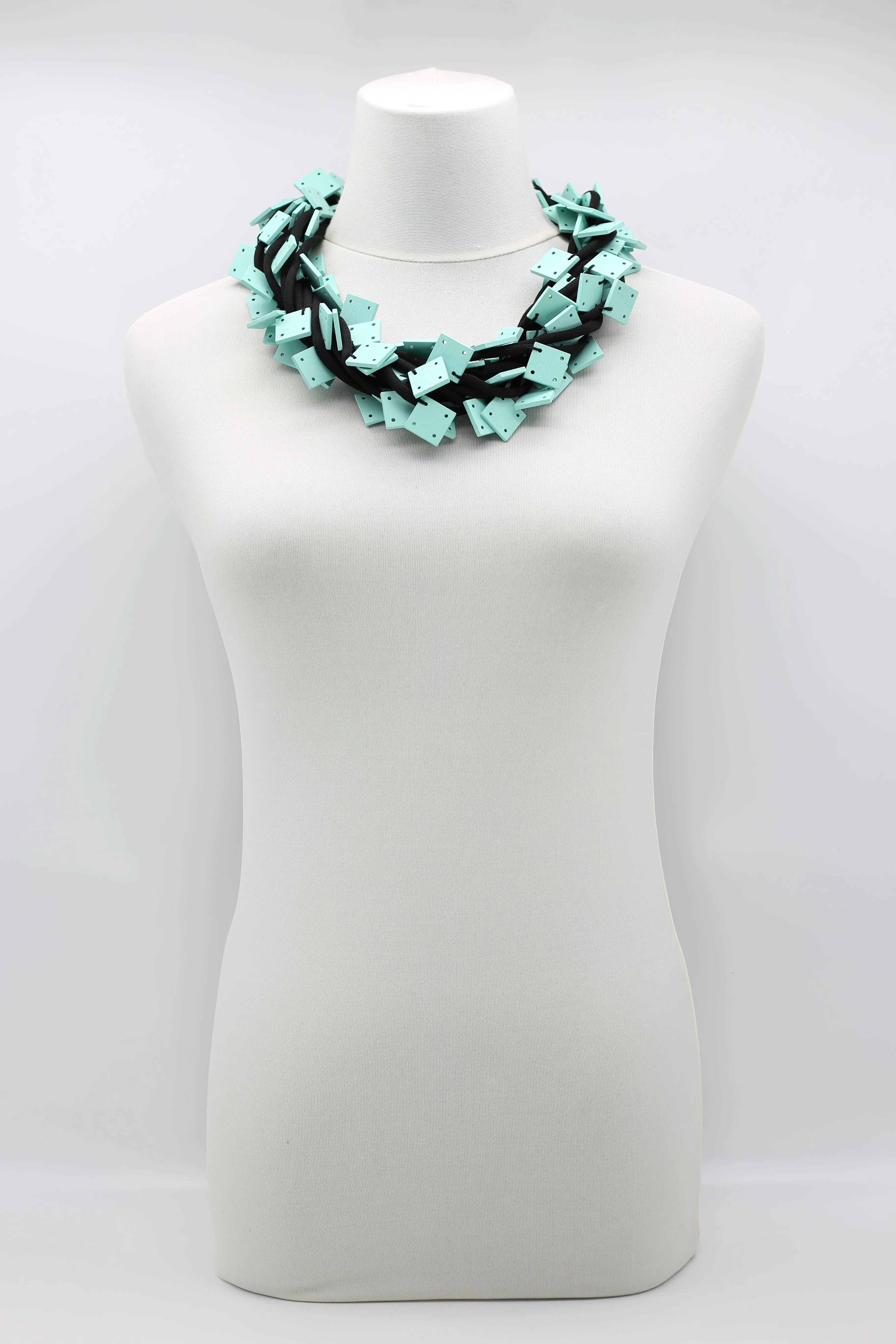Wooden Squares on Cord Necklaces - Small