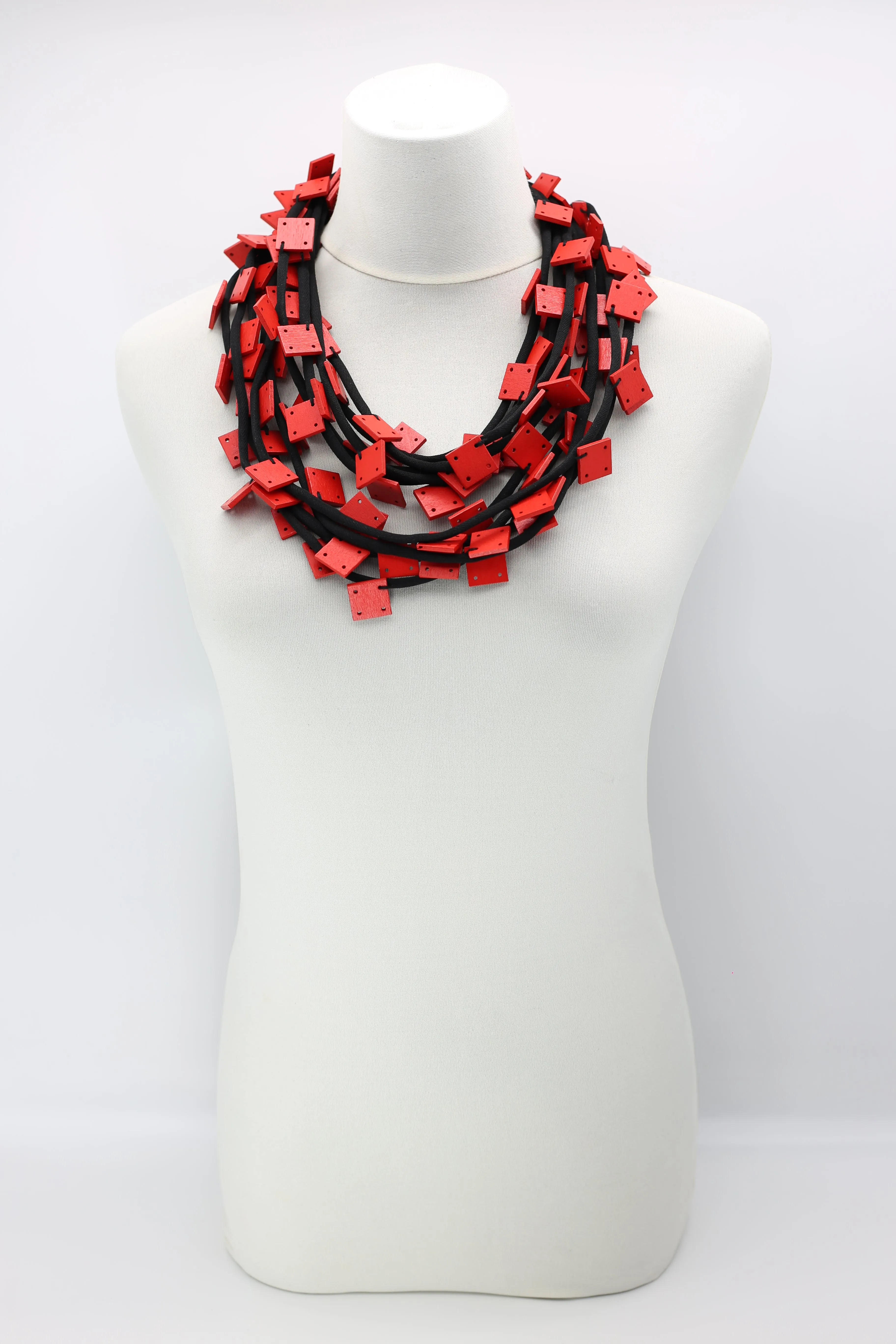 Wooden Squares on Cord Necklaces - Small