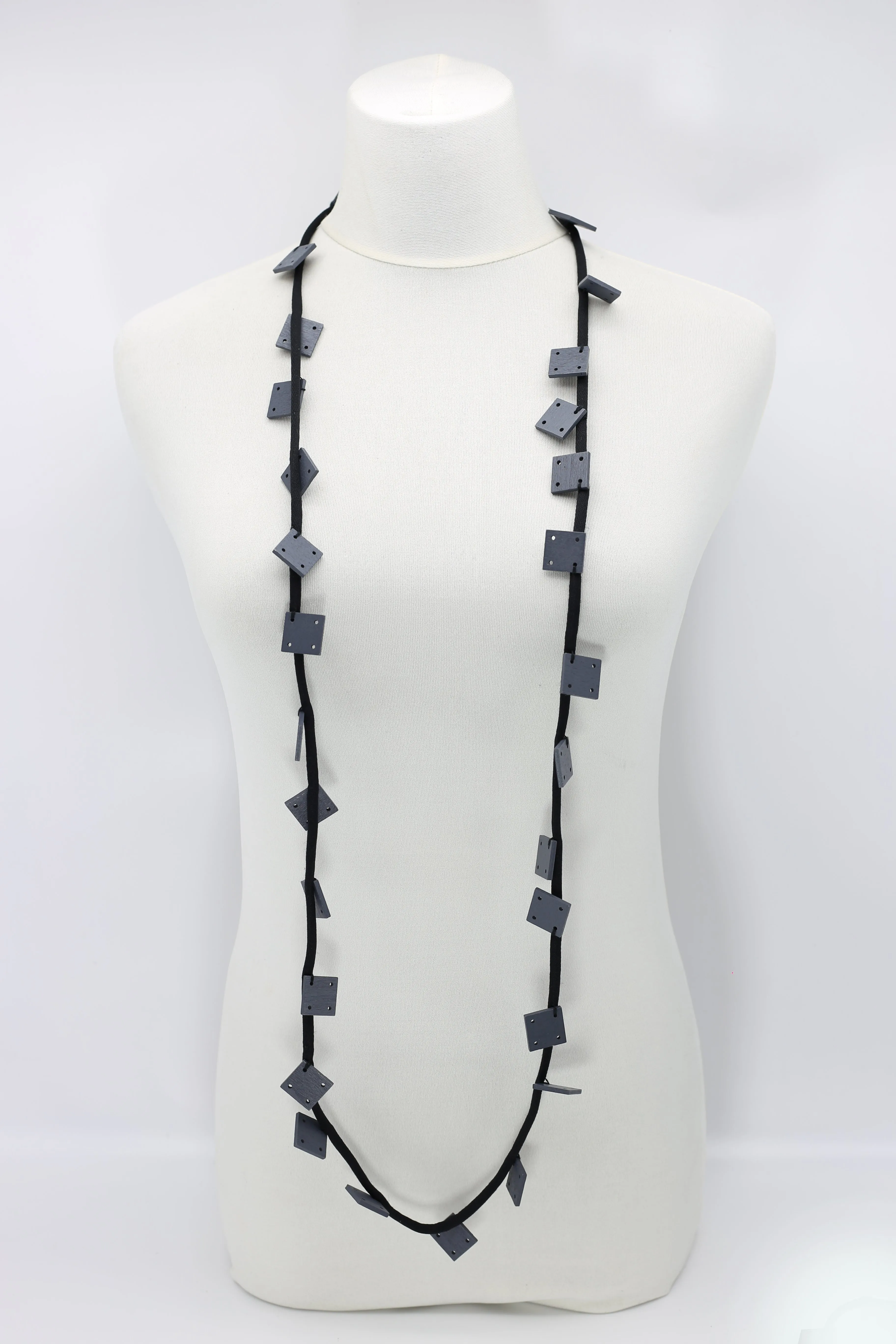 Wooden Squares on Cord Necklaces - Small