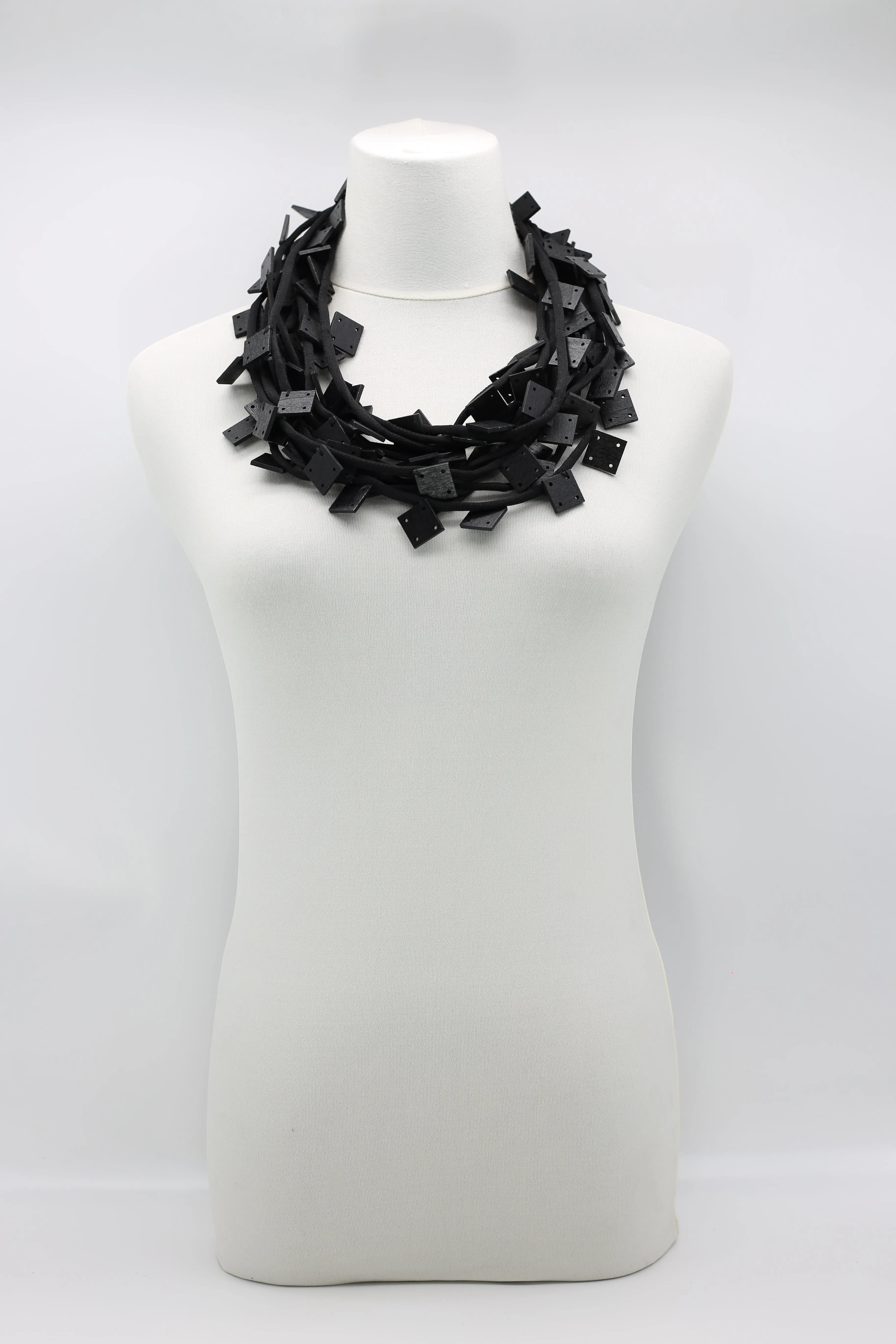 Wooden Squares on Cord Necklaces - Small