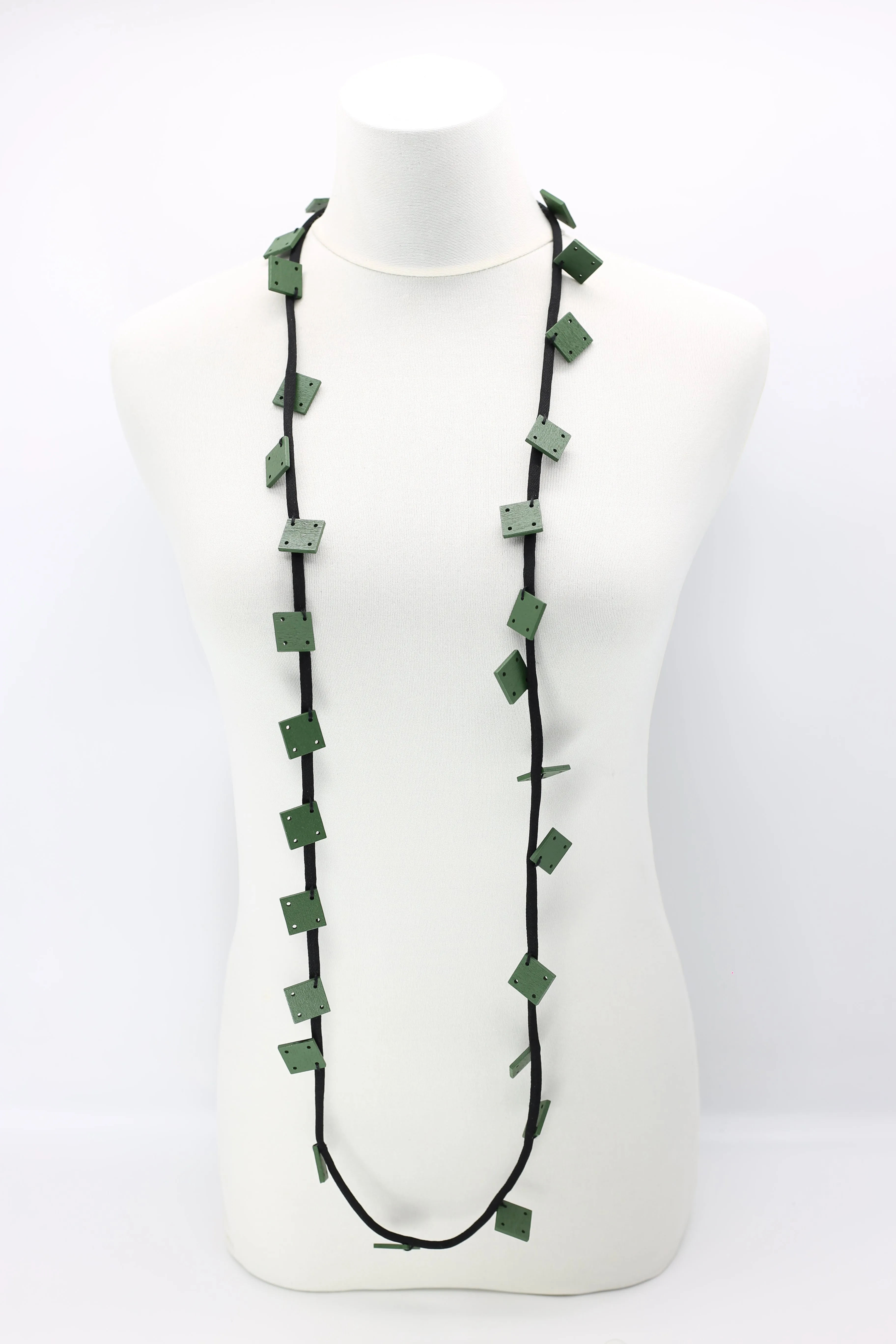 Wooden Squares on Cord Necklaces - Small