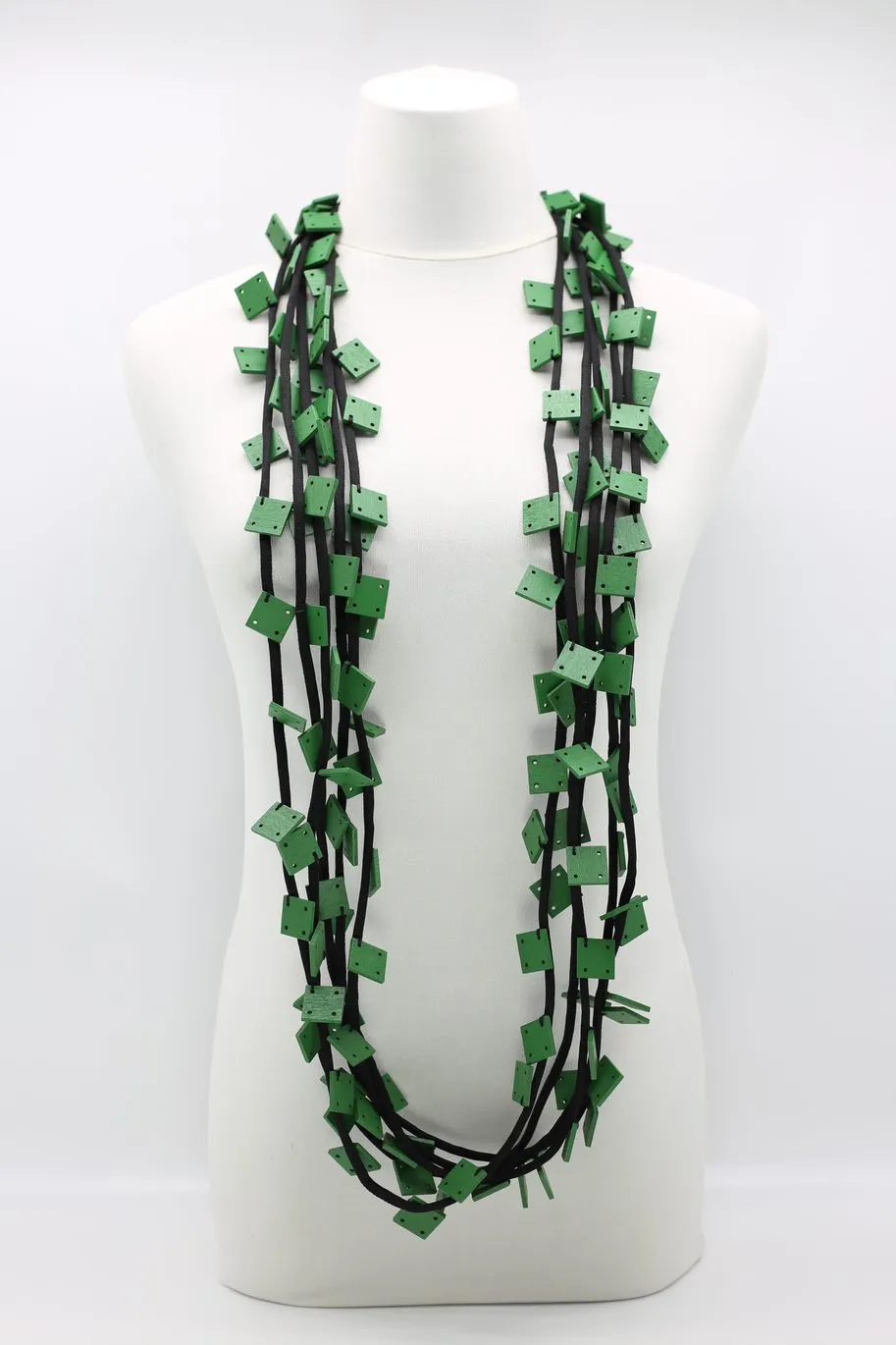 Wooden Squares on Cord Necklaces - Small