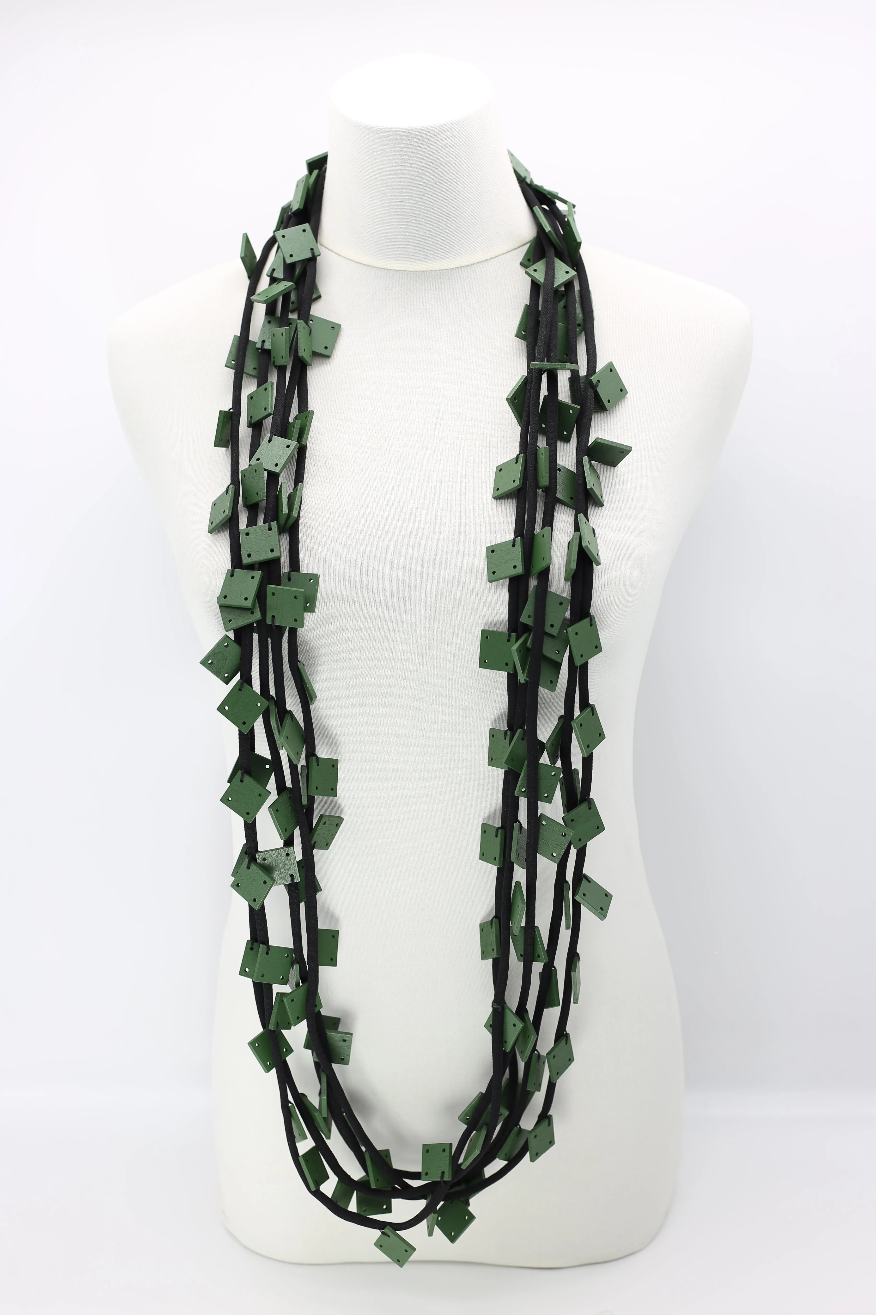 Wooden Squares on Cord Necklaces - Small