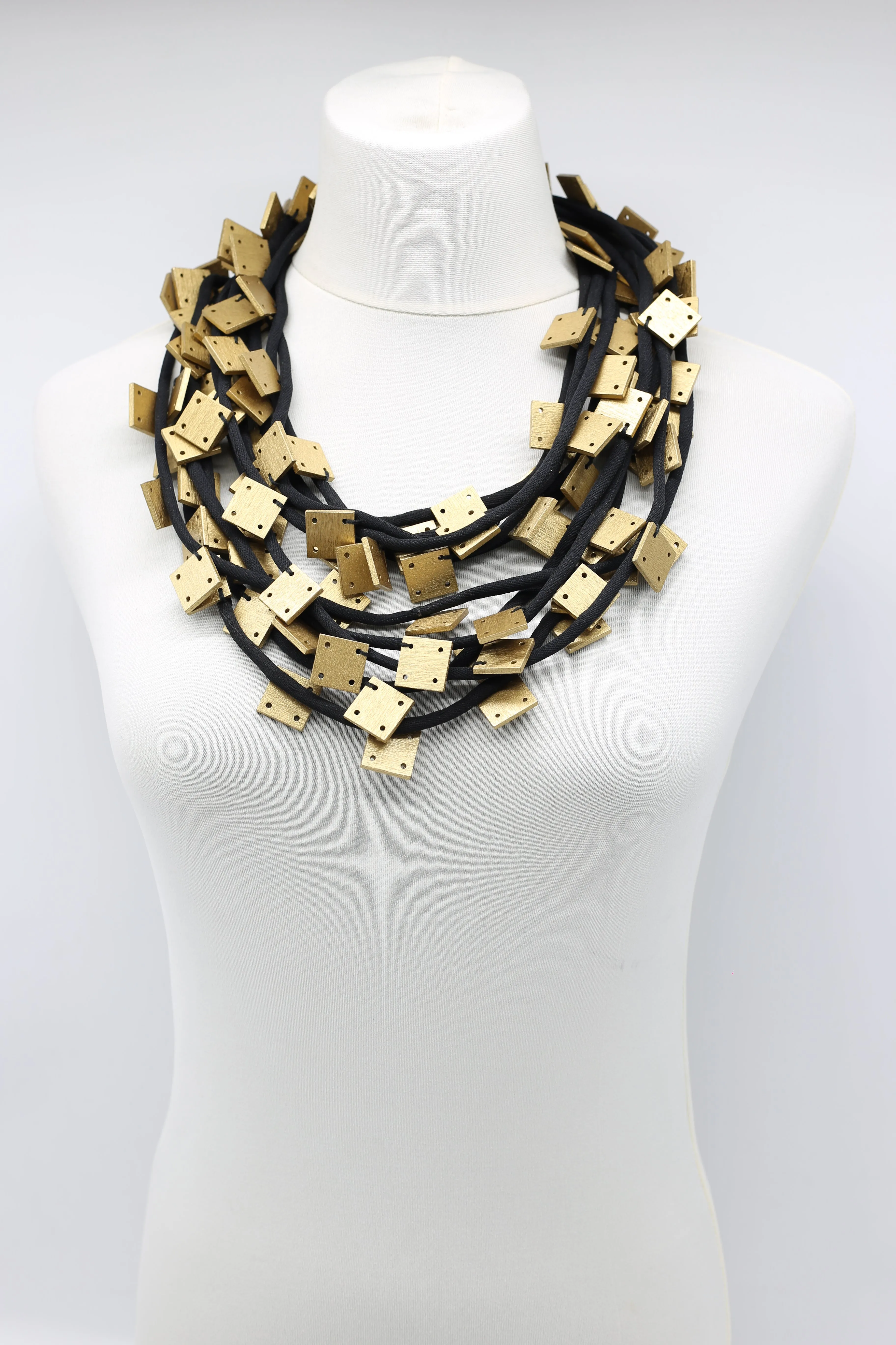 Wooden Squares on Cord Necklaces - Small