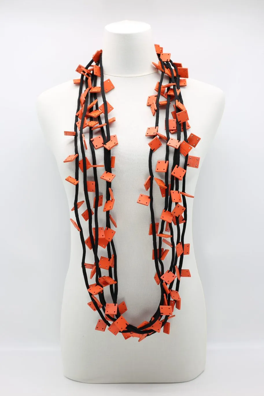 Wooden Squares on Cord Necklaces - Small
