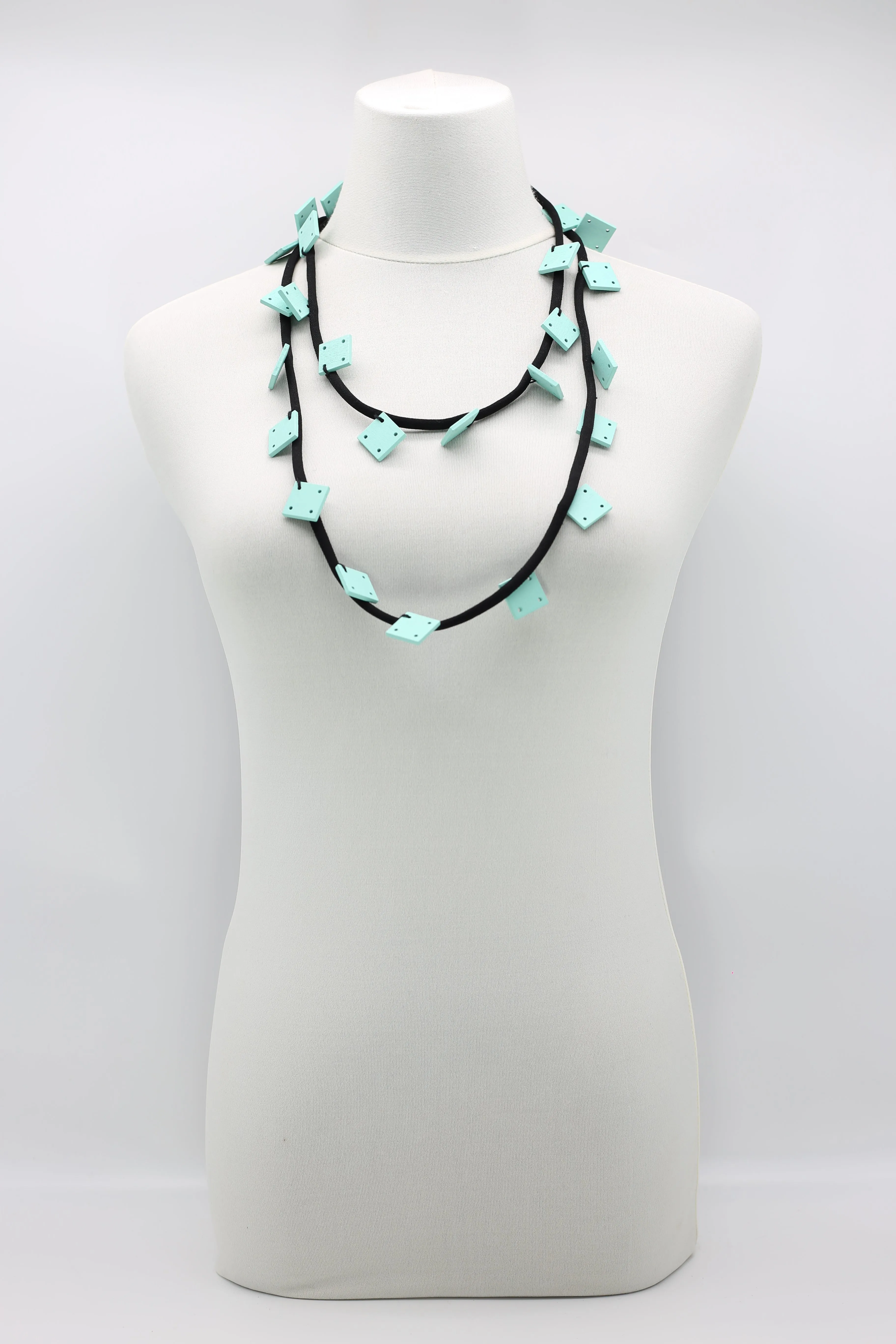 Wooden Squares on Cord Necklaces - Small