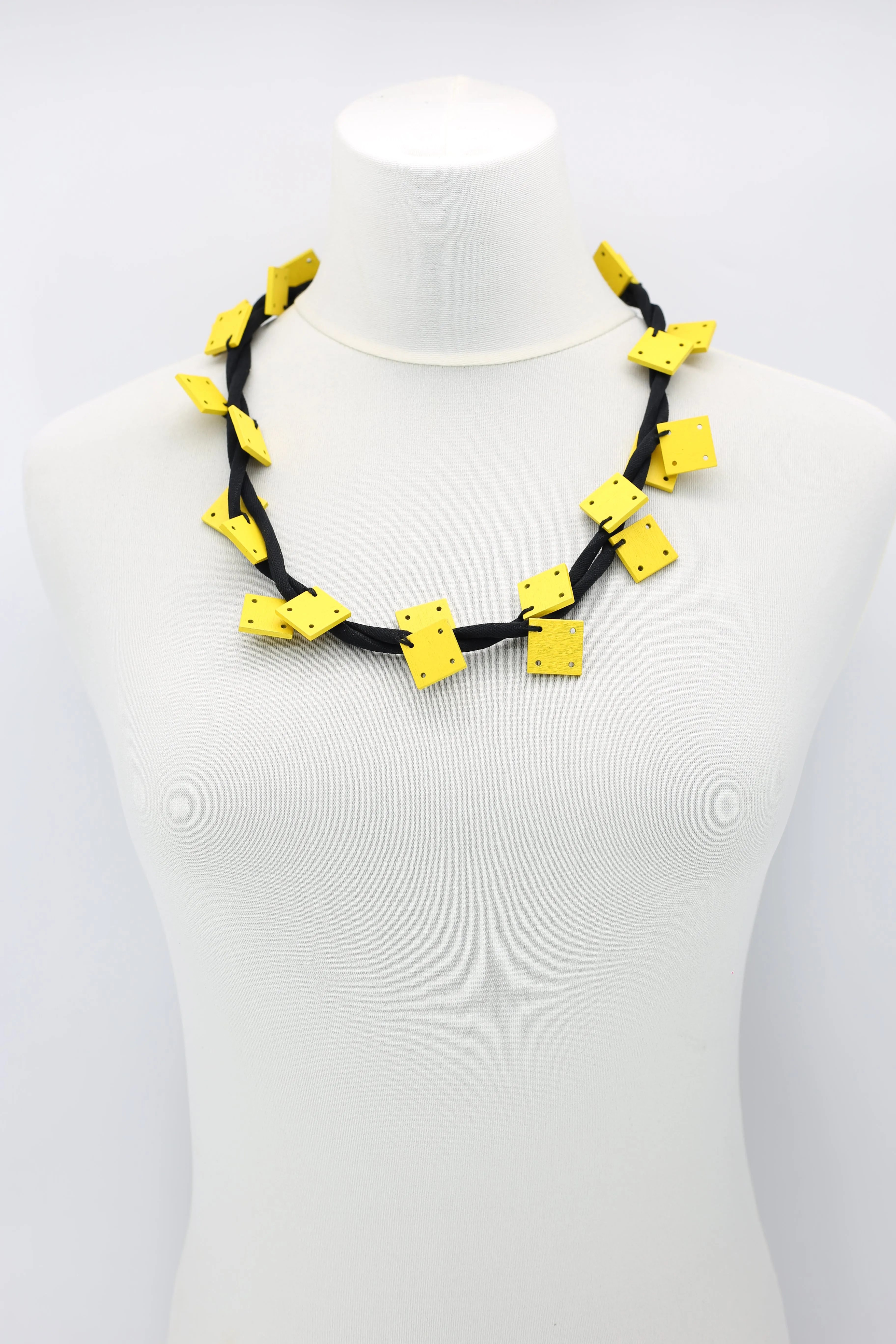 Wooden Squares on Cord Necklaces - Small