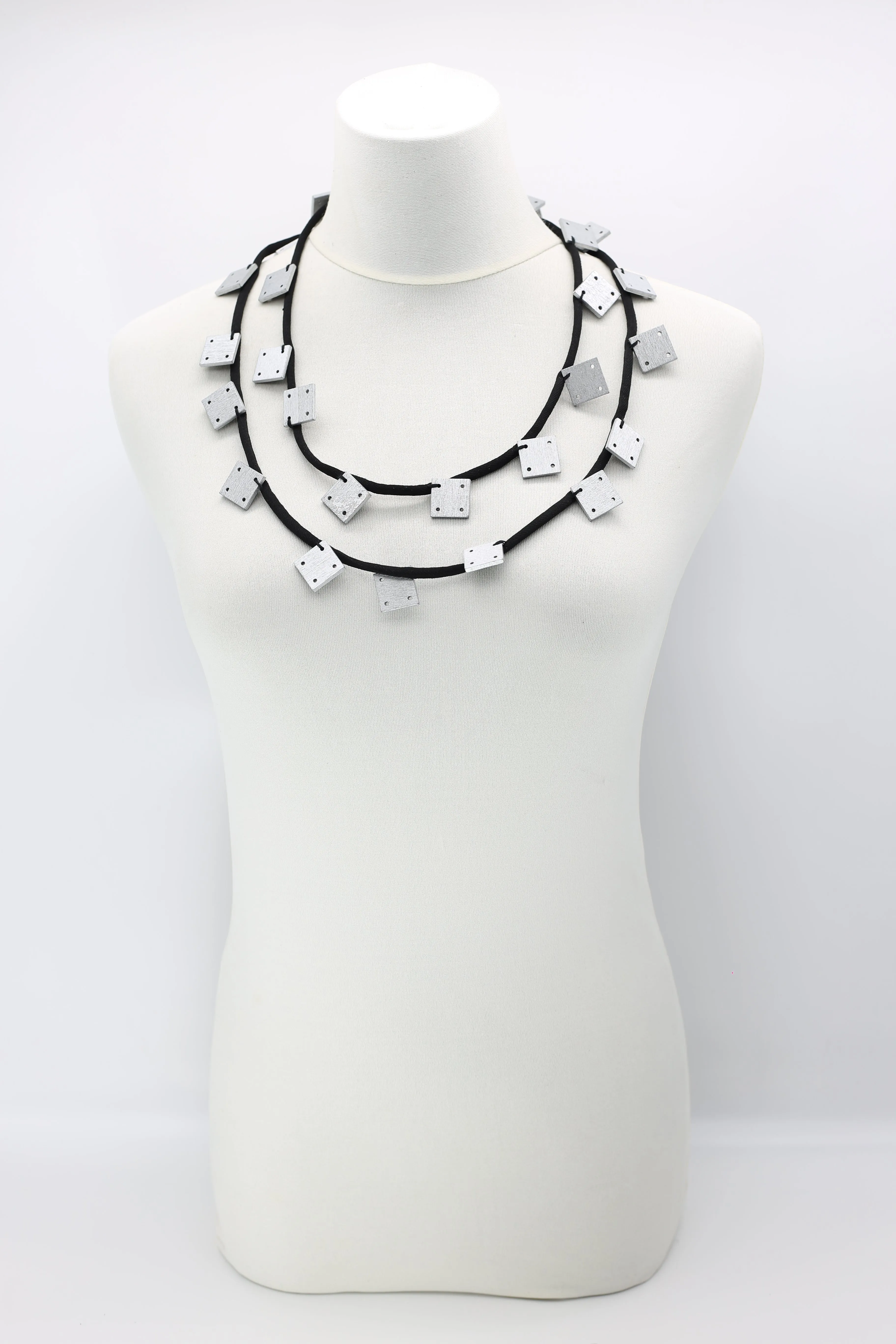 Wooden Squares on Cord Necklaces - Small