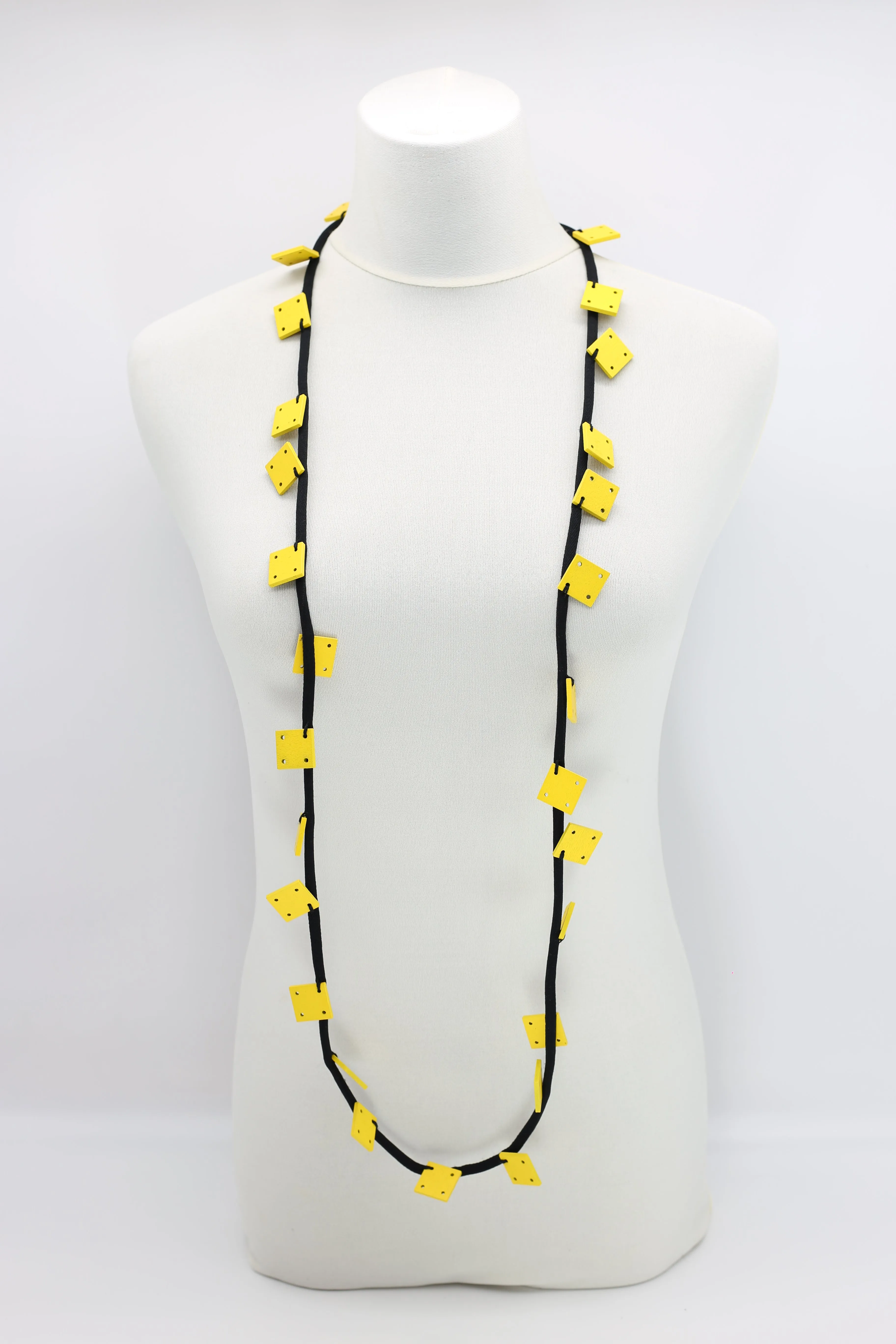 Wooden Squares on Cord Necklaces - Small