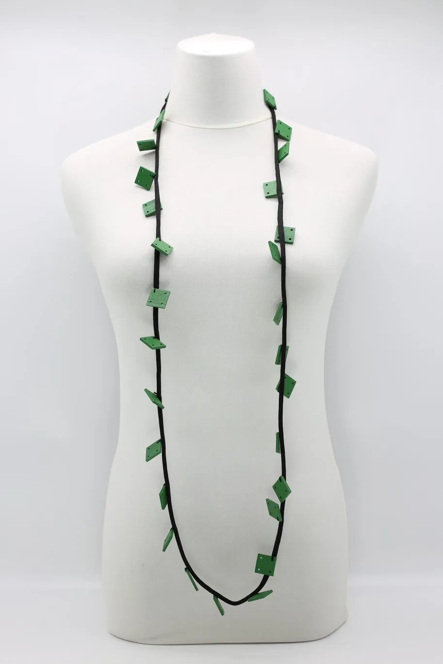Wooden Squares on Cord Necklaces - Small