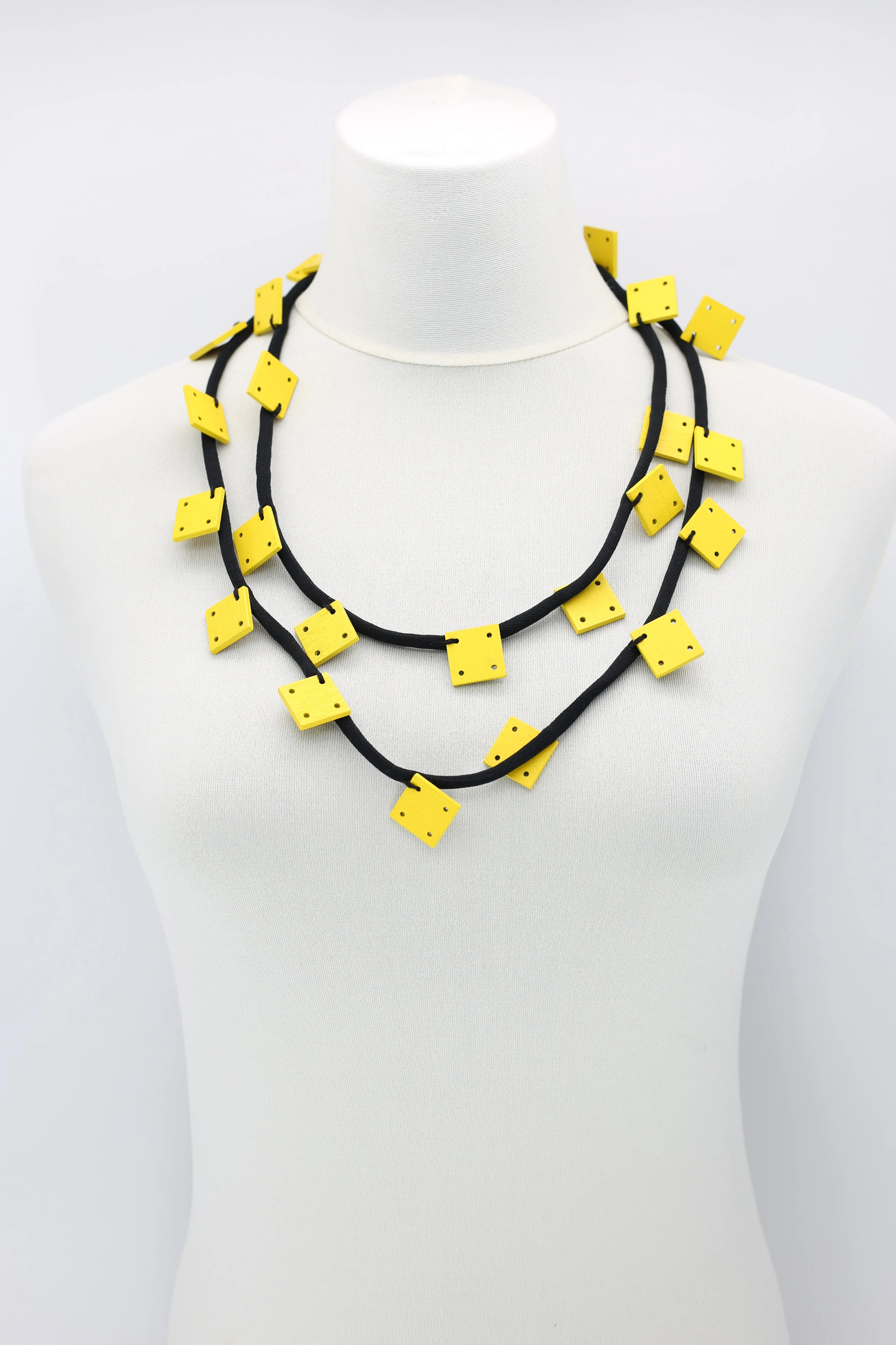 Wooden Squares on Cord Necklaces - Small
