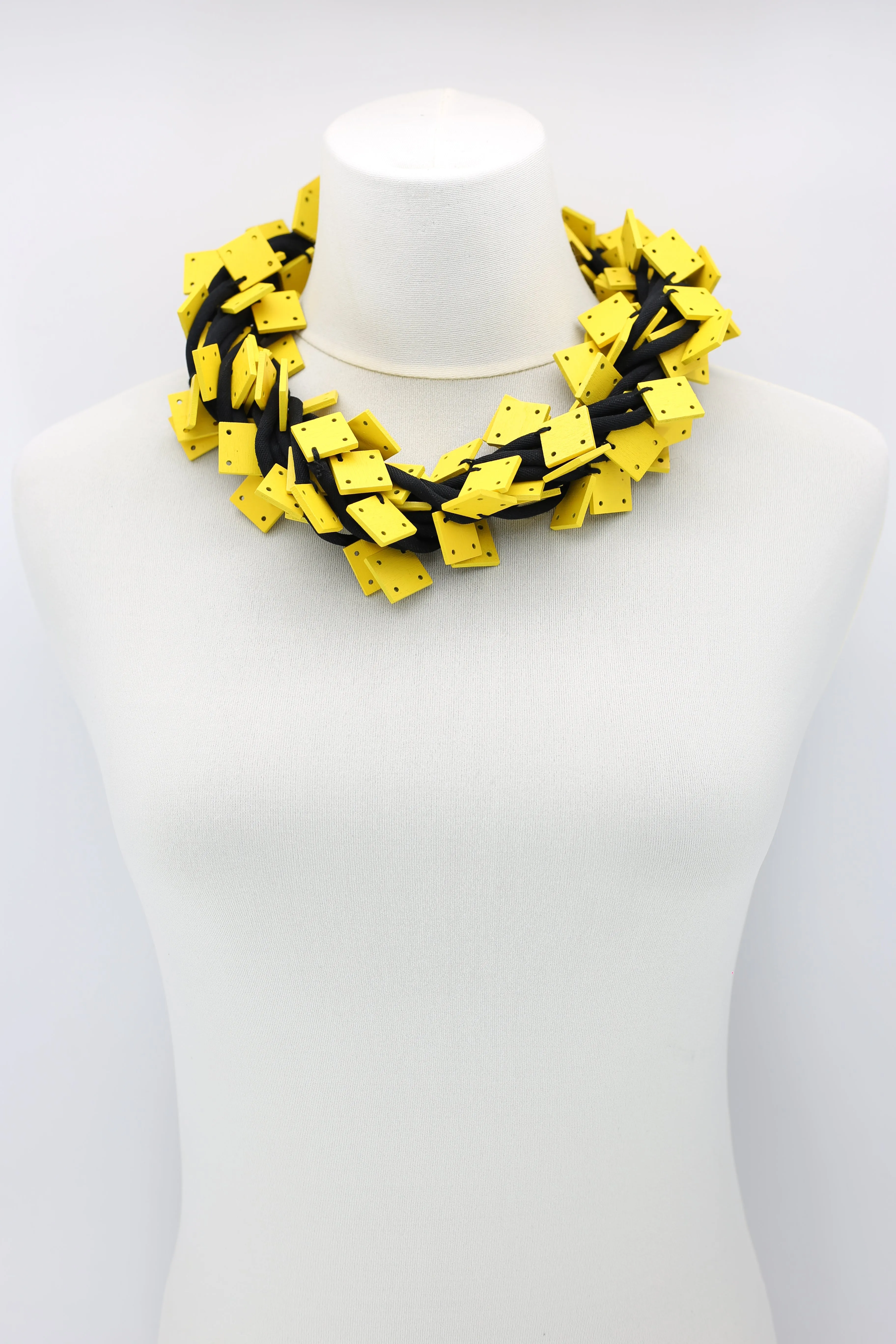 Wooden Squares on Cord Necklaces - Small