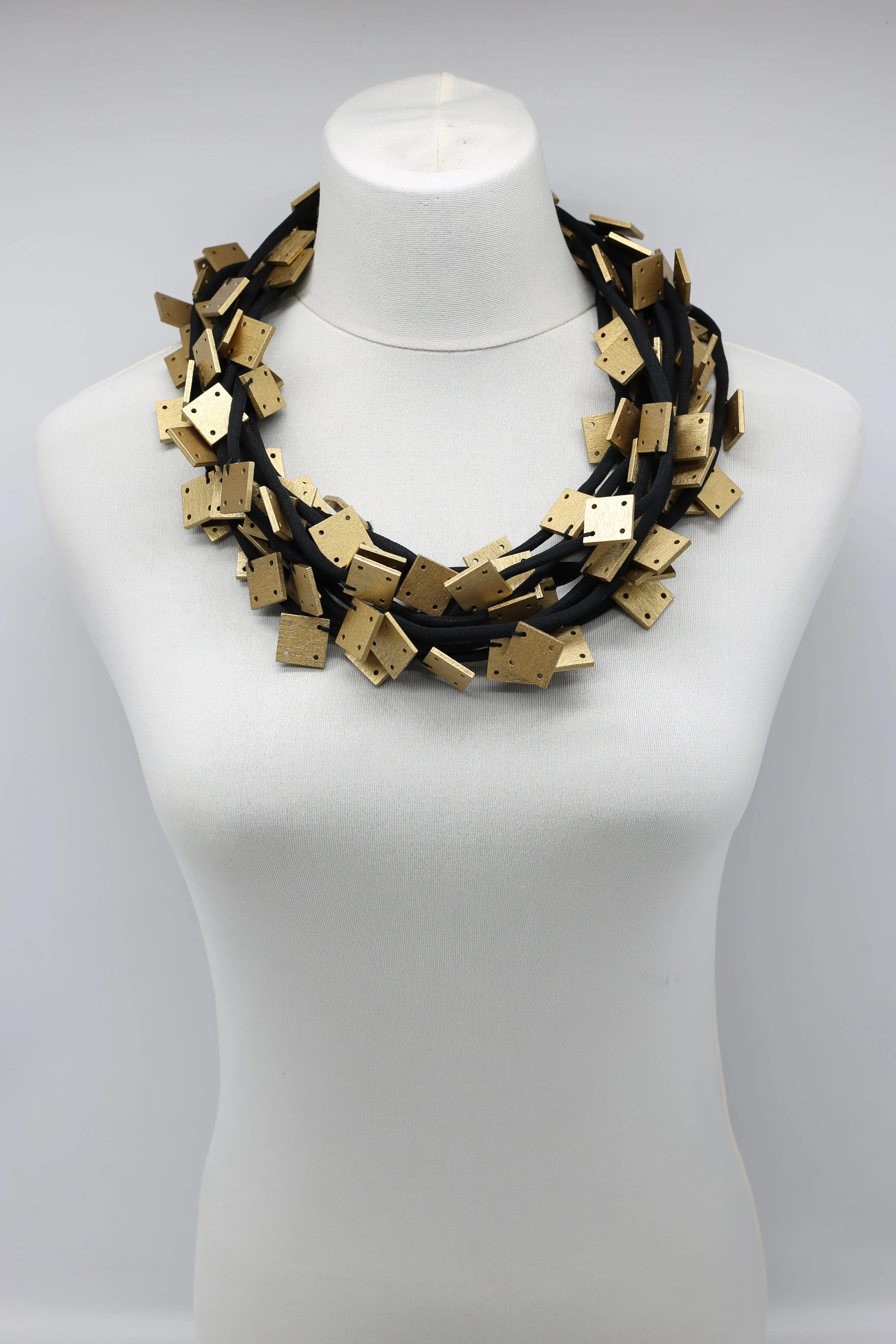 Wooden Squares on Cord Necklaces - Small