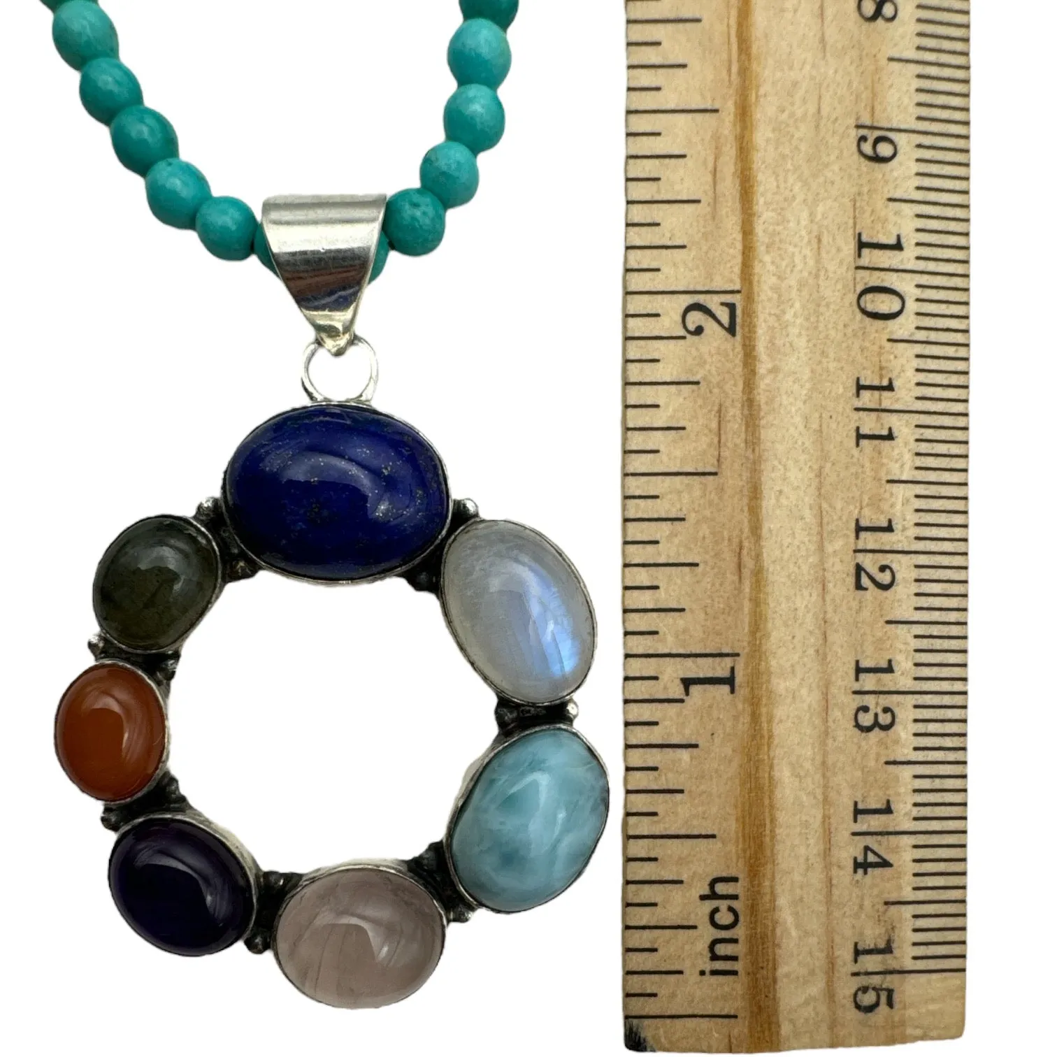 Wreath of Gemstones Solid 925 Sterling Silver Pendant Necklace