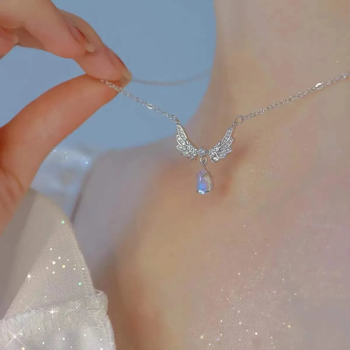 Y2K Purple Crystal Heart Pendant Necklace Women Sweet Cool Girl Punk Clavicle Chain Fashion Aesthetic Necklace