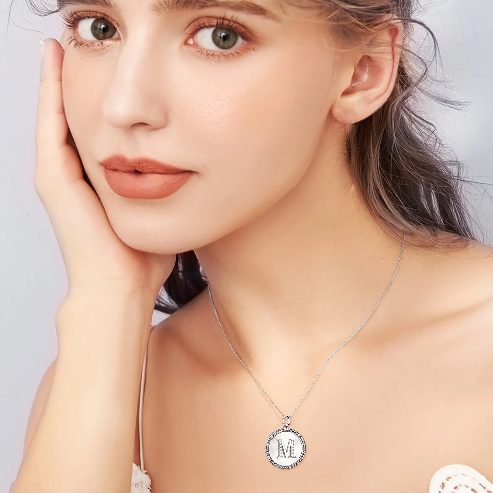 YFN Initial Necklace with Shell Pendant Sterling Silver Letter Alphabet Necklace