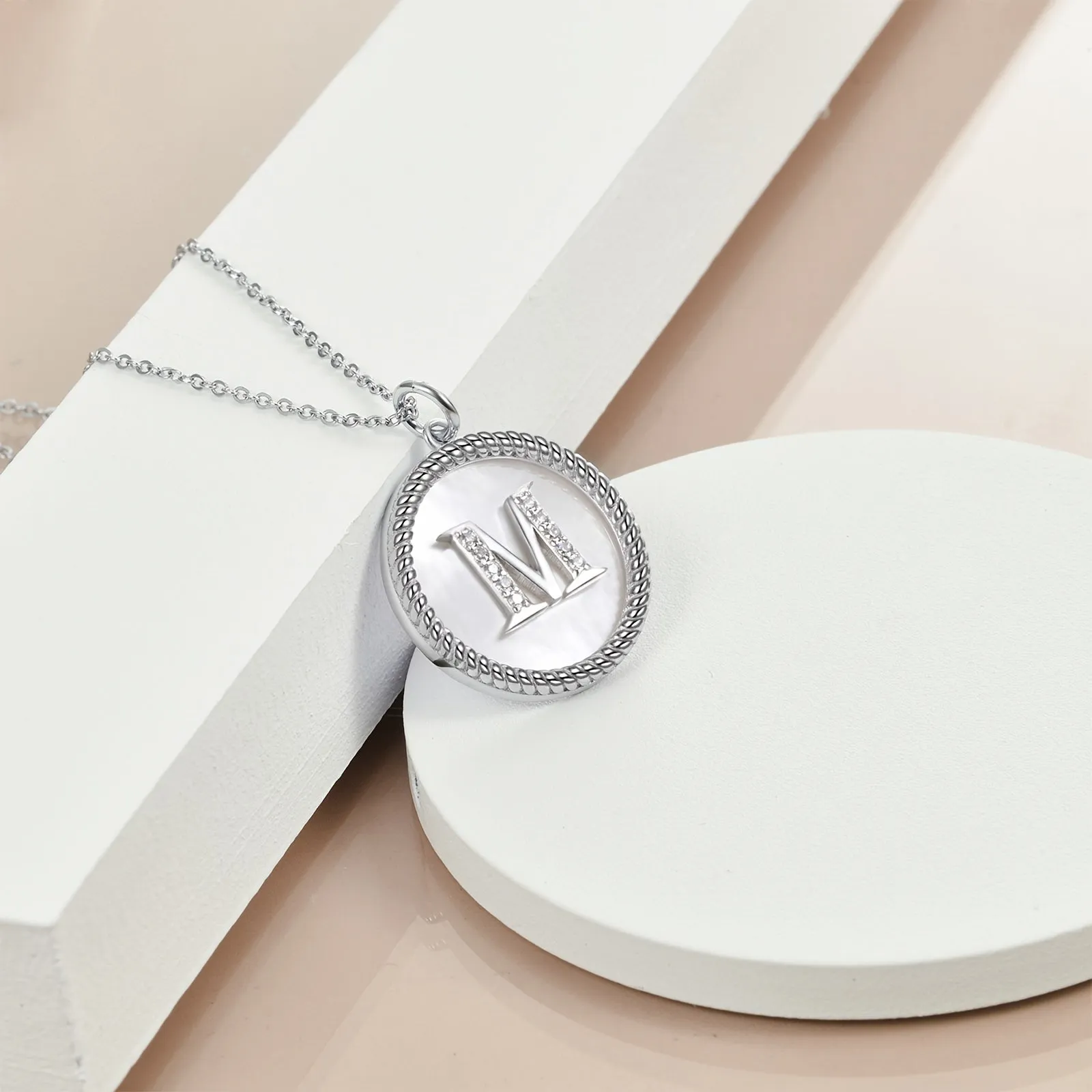 YFN Initial Necklace with Shell Pendant Sterling Silver Letter Alphabet Necklace