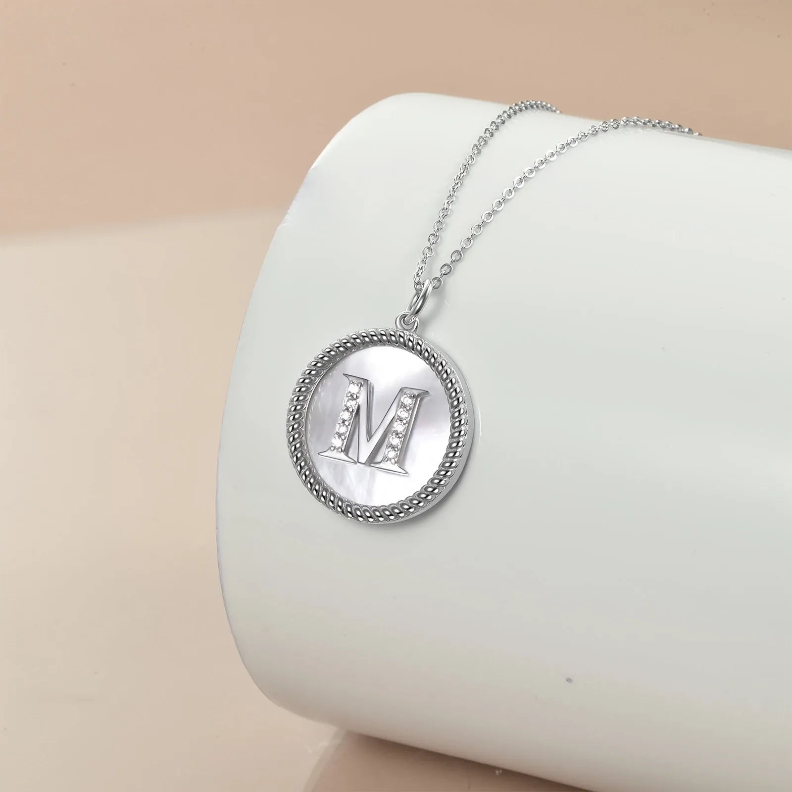 YFN Initial Necklace with Shell Pendant Sterling Silver Letter Alphabet Necklace