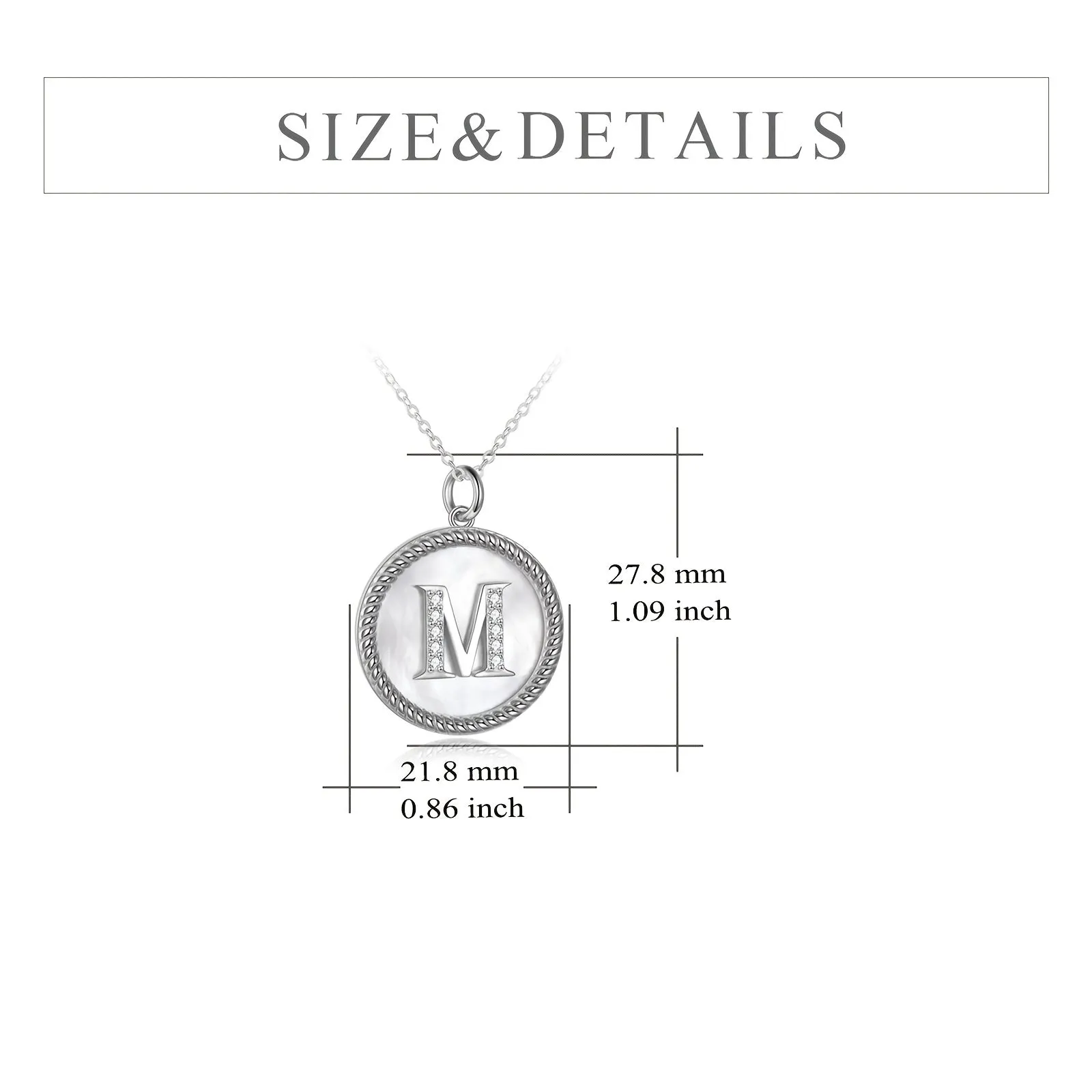 YFN Initial Necklace with Shell Pendant Sterling Silver Letter Alphabet Necklace